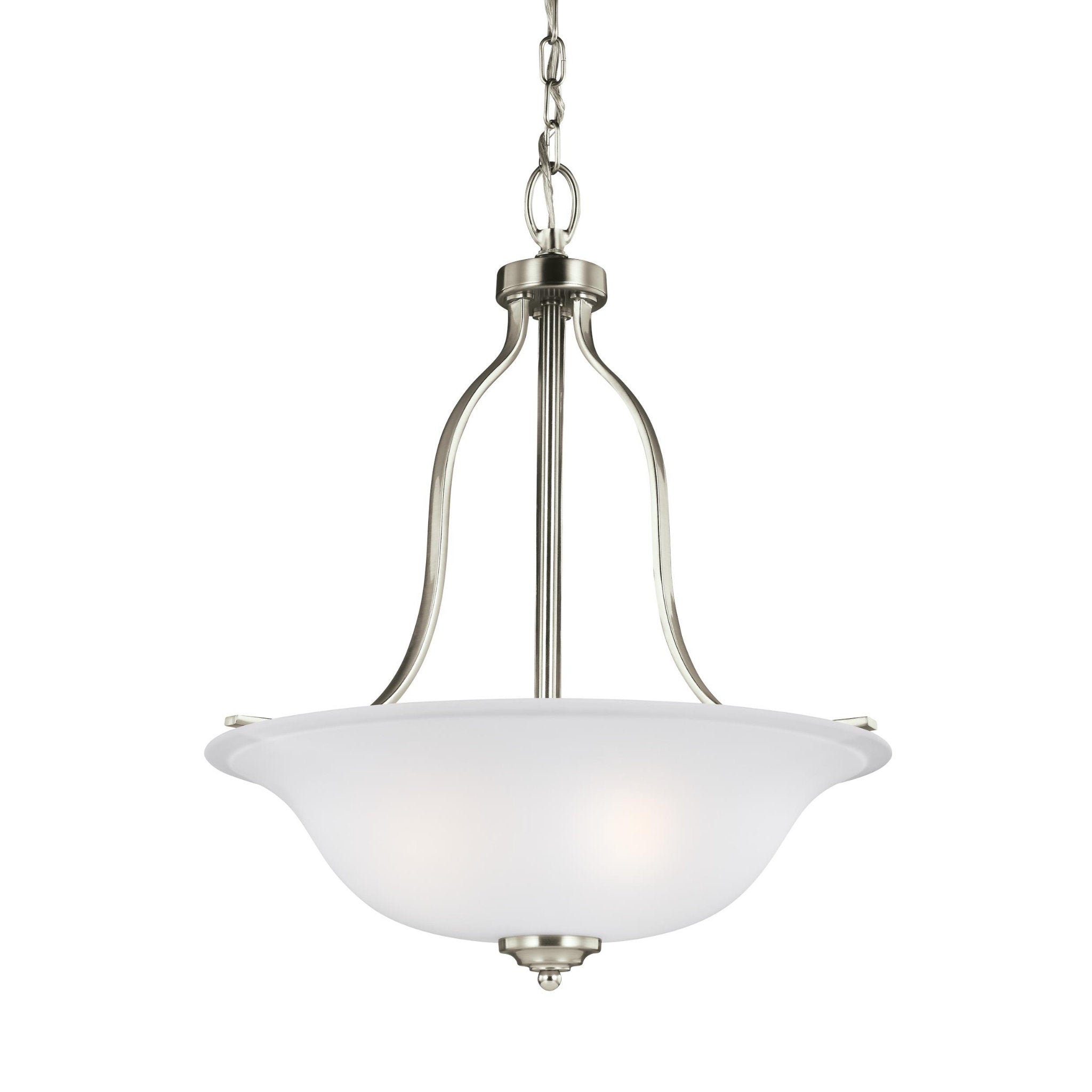 Emmons Three Light Pendant Traditional 22.5" Height Steel Round Satin Etched Shade in Brushed Nickel