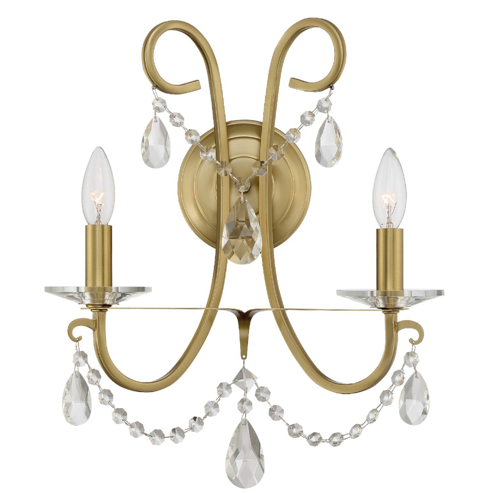 Crystorama 6822-VG-CL-SAQ Othello 2 Light Vibrant Gold Wall Mount