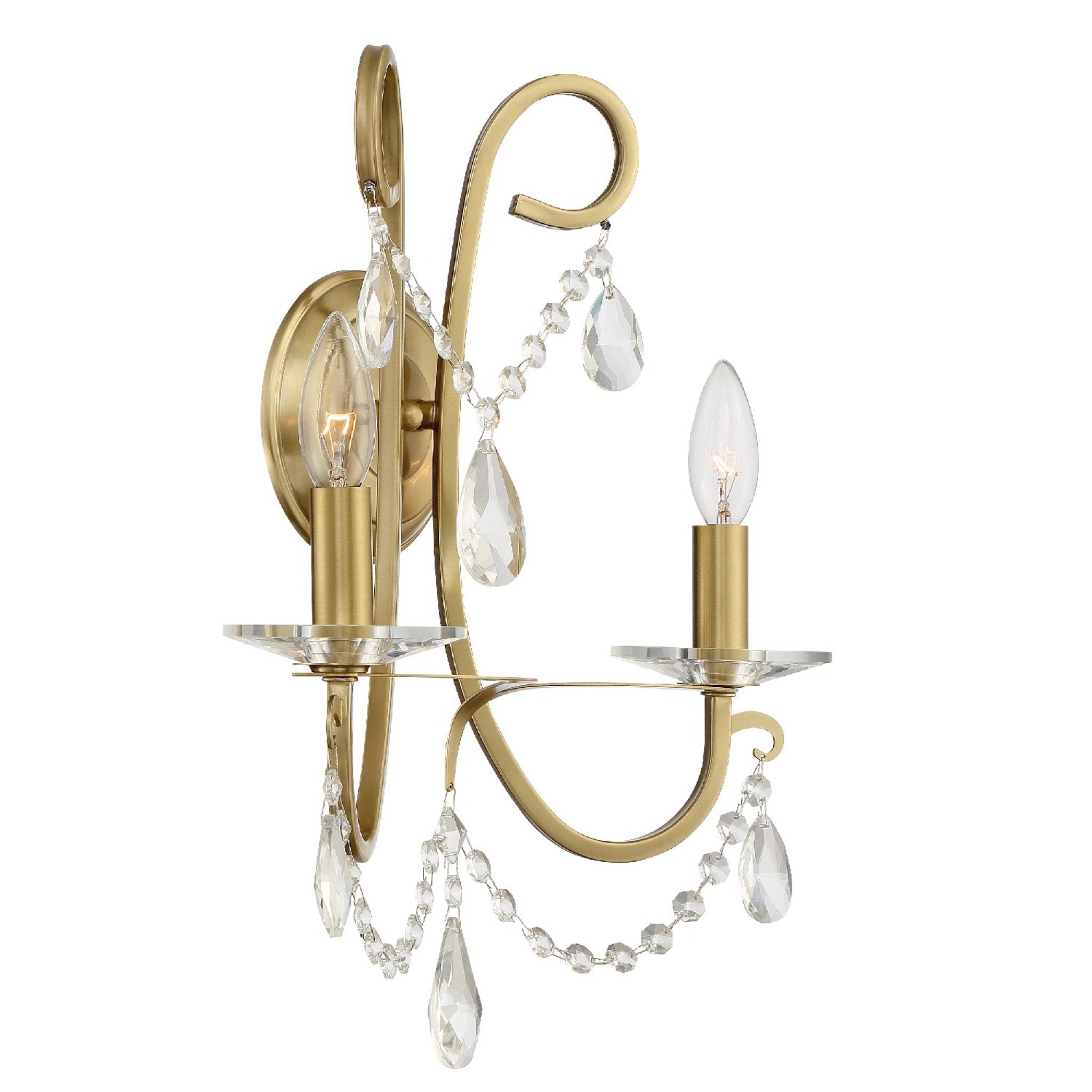 Crystorama 6822-VG-CL-SAQ Othello 2 Light Vibrant Gold Wall Mount