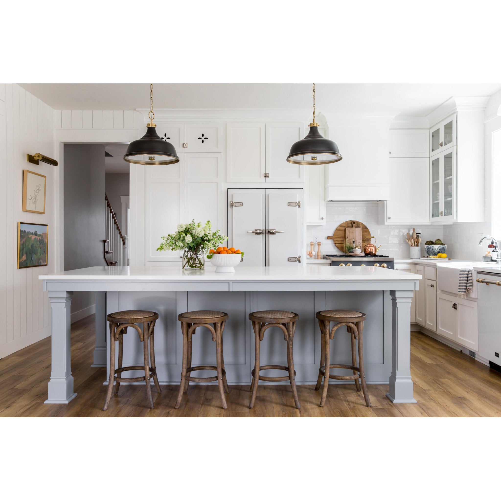 Metal No.1 3-Light Pendant in Aged/Antique Distressed Bronze by Mark D. Sikes 18L x 18W x 16H