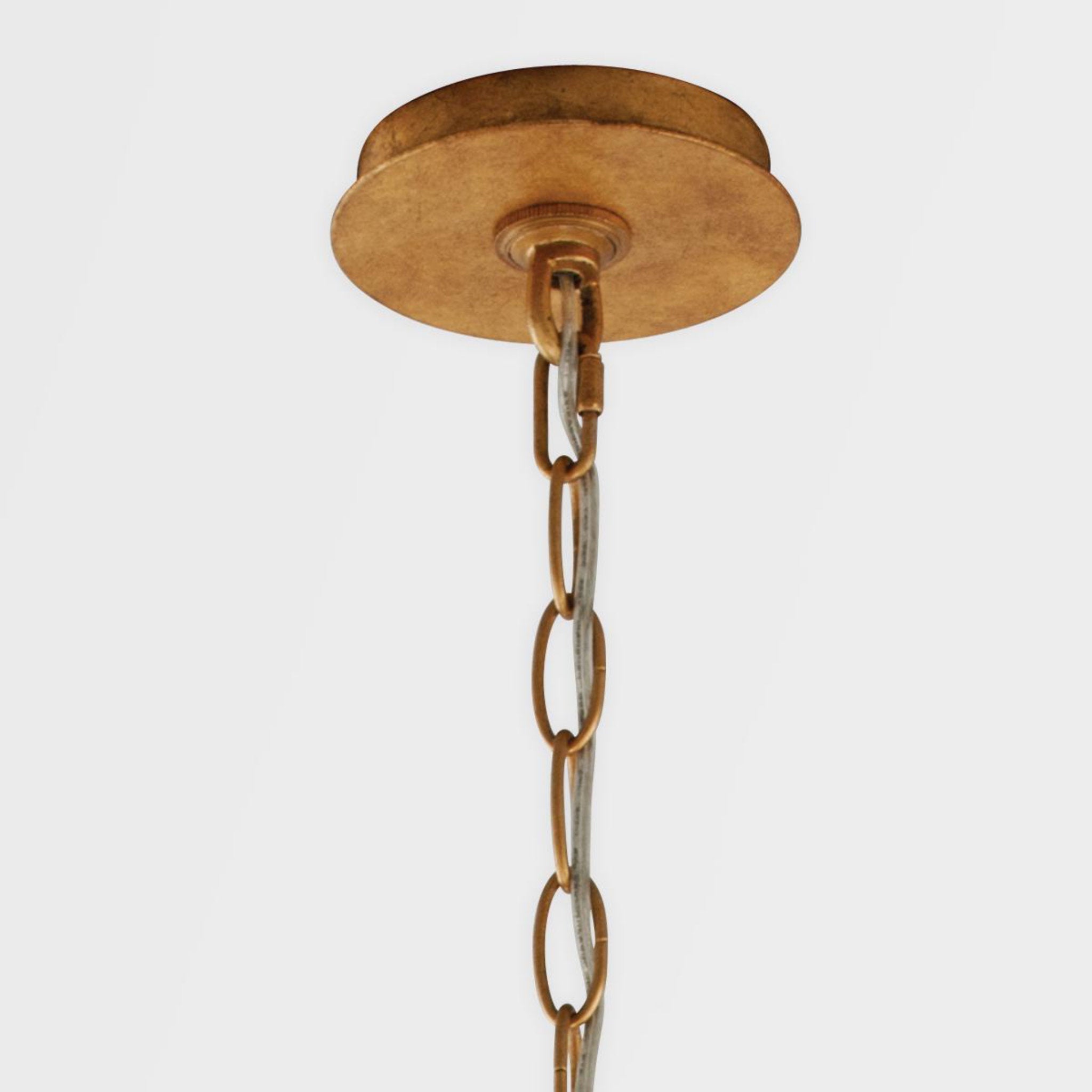 Viola Chandelier 8-Light LED in Distressed Gold Leaf 27.5L x 27.5W x 36.5H