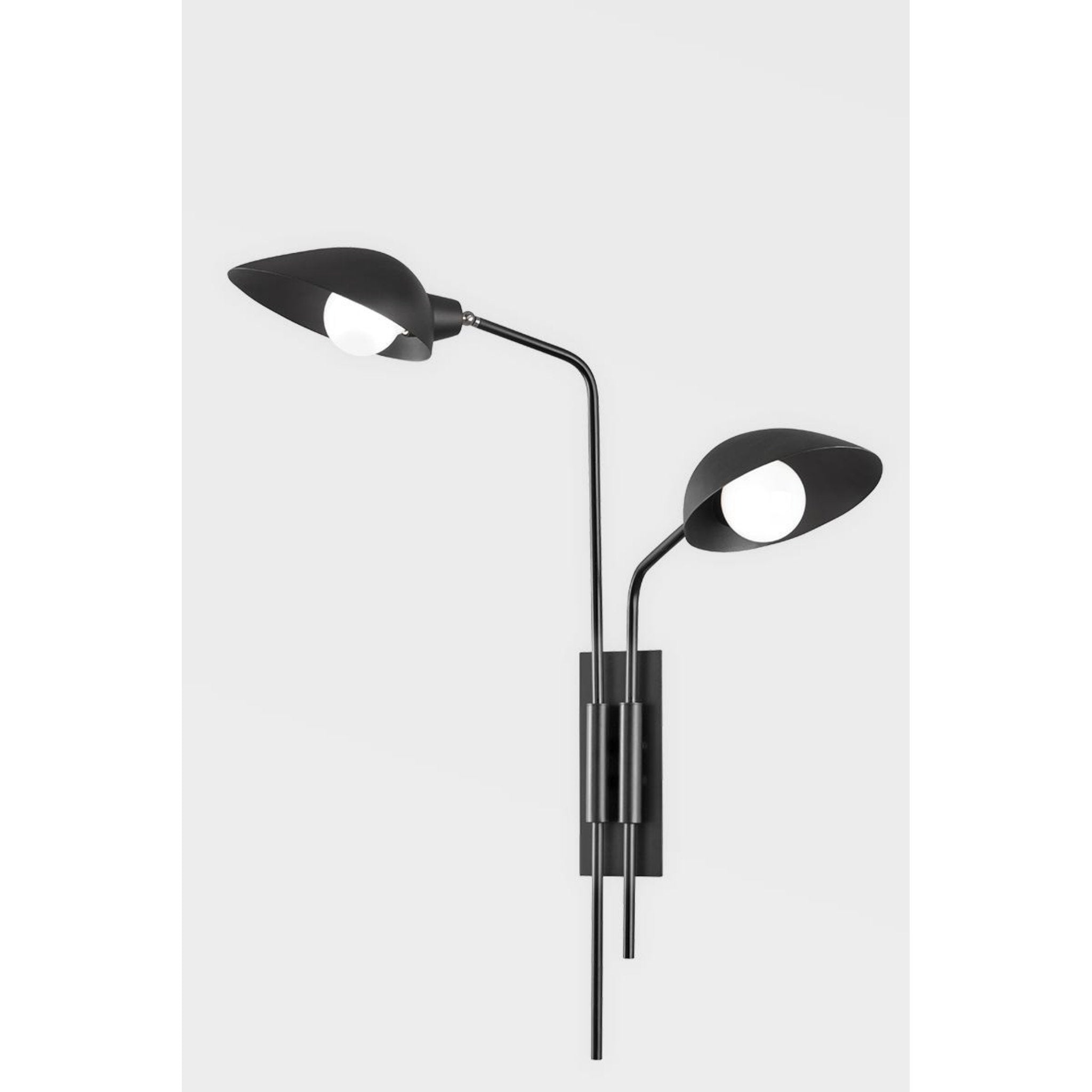 Leo Plug-In Sconce 2-Light LED in Soft Black 15.4L x 24.75W x 35H