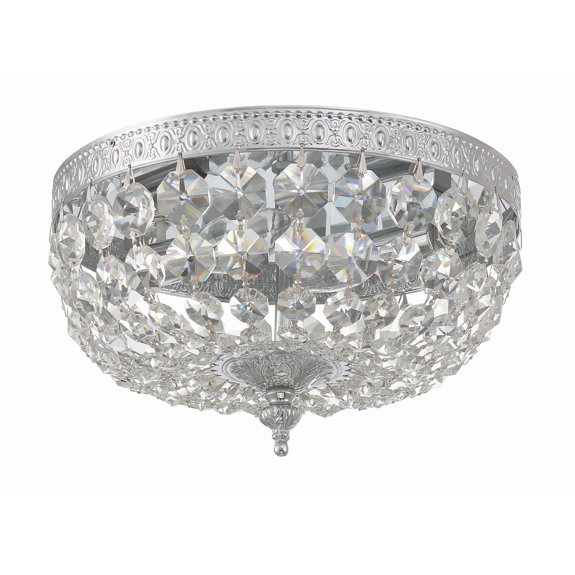 Waltham 10'' Clear Hand Cut Polished Chrome Flush Mount Silver 10"W x 6.5"H x 10"D