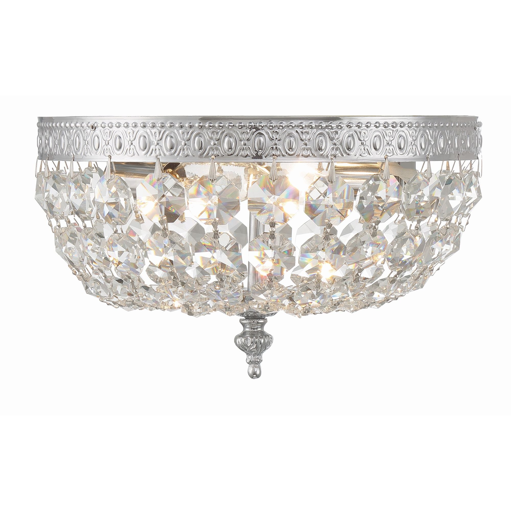 Waltham 10'' Clear Hand Cut Polished Chrome Flush Mount Silver 10"W x 6.5"H x 10"D