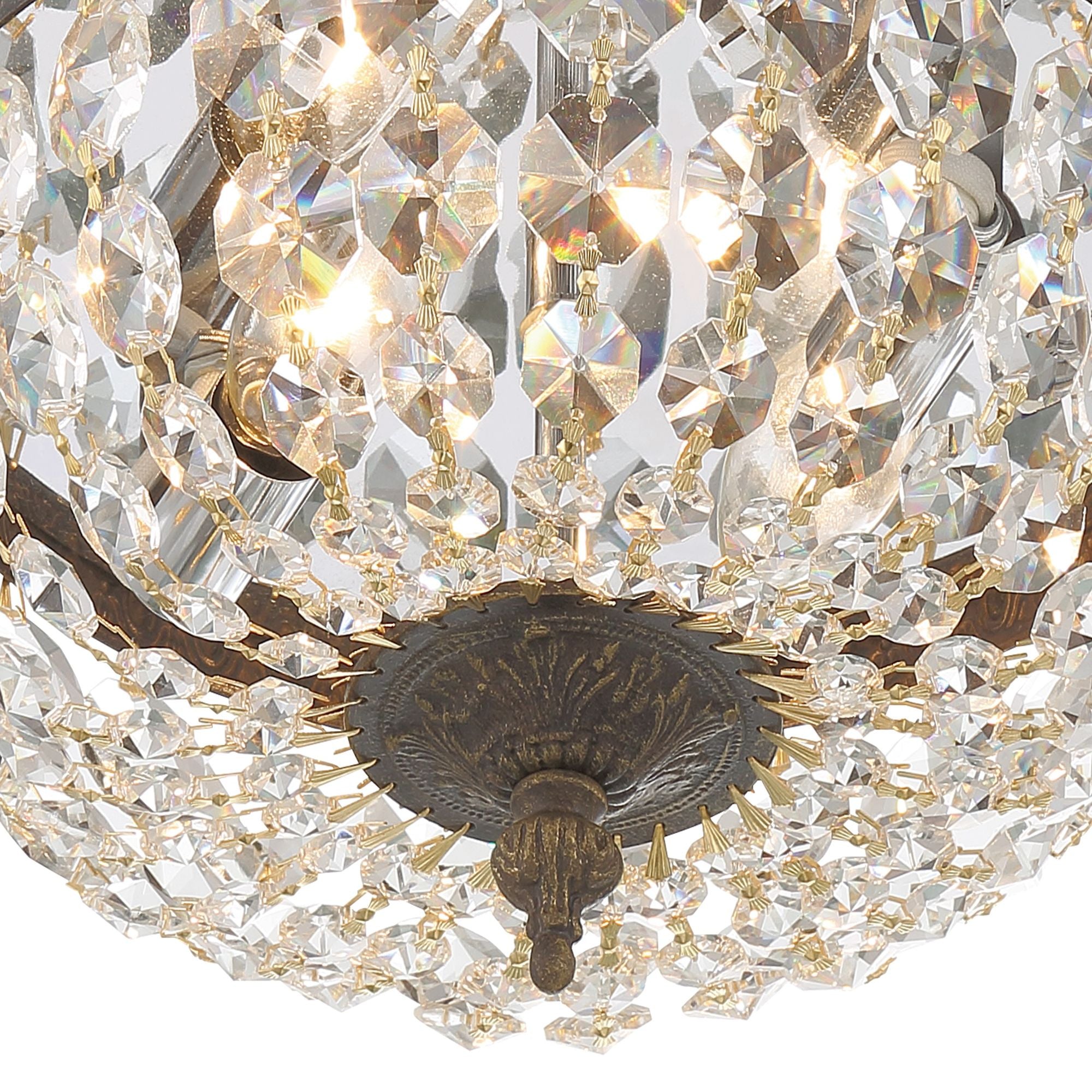 Crystorama 2 Light Hand Cut Crystal English Bronze Flush Mount Hand Cut Crystal 10"W x 6.5"H x 10"D
