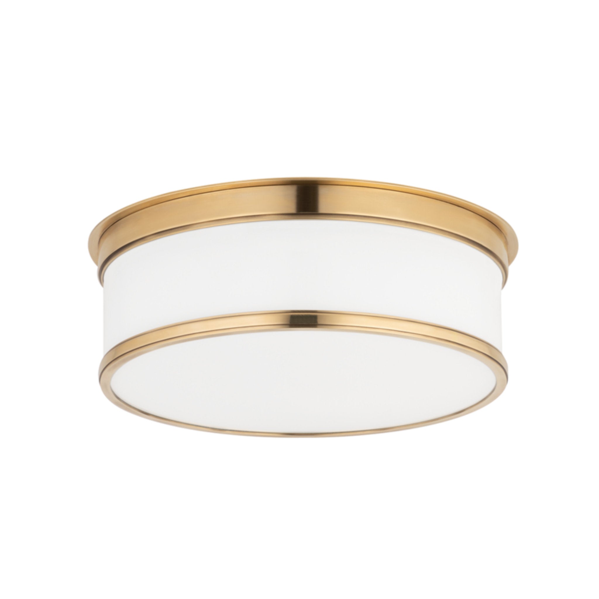 Geneva 2-Light Flush Mount in Aged Brass 12.25L x 12.25W x 4.75H