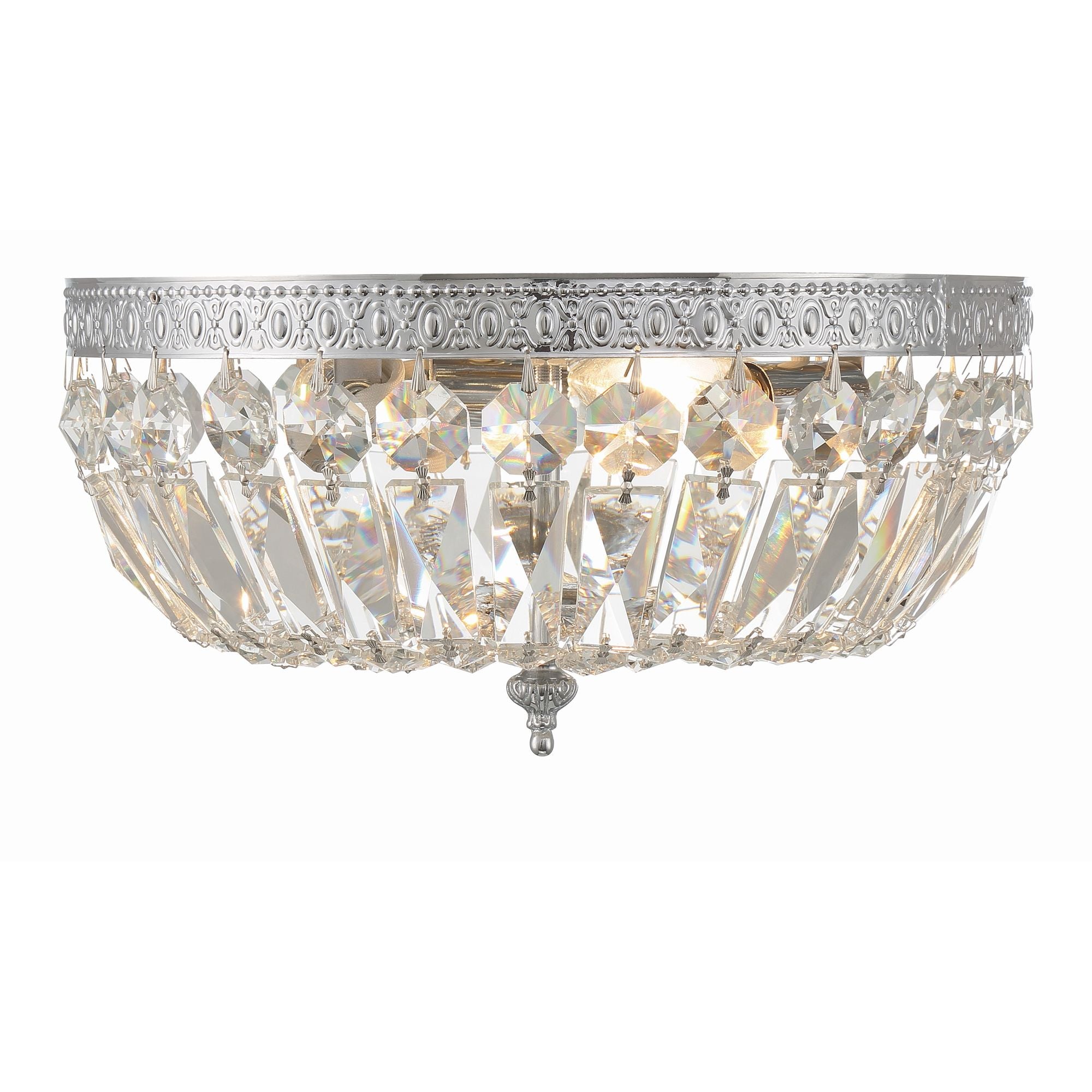 Waltham 12'' Clear Hand Cut Polished Chrome Flush Mount Silver 12"W x 6.5"H x 12"D