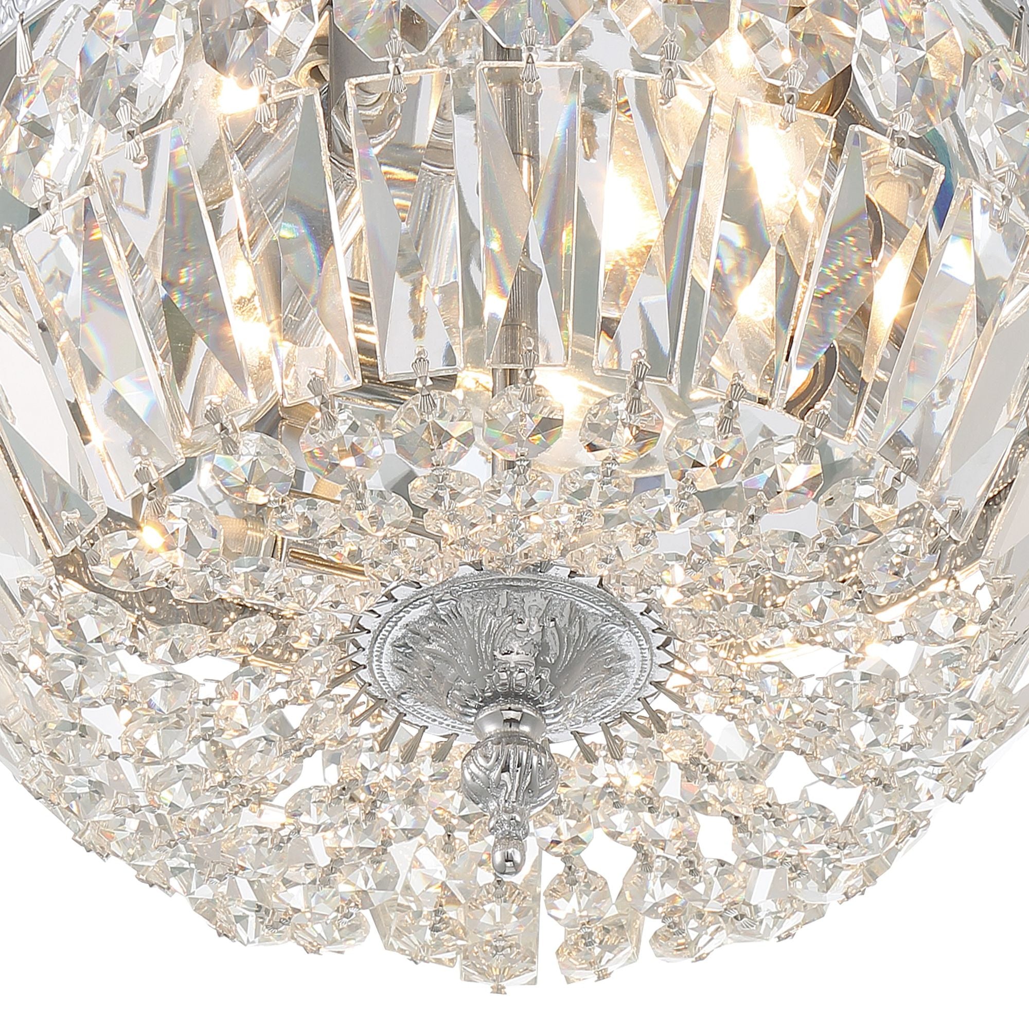 Waltham 12'' Clear Hand Cut Polished Chrome Flush Mount Silver 12"W x 6.5"H x 12"D