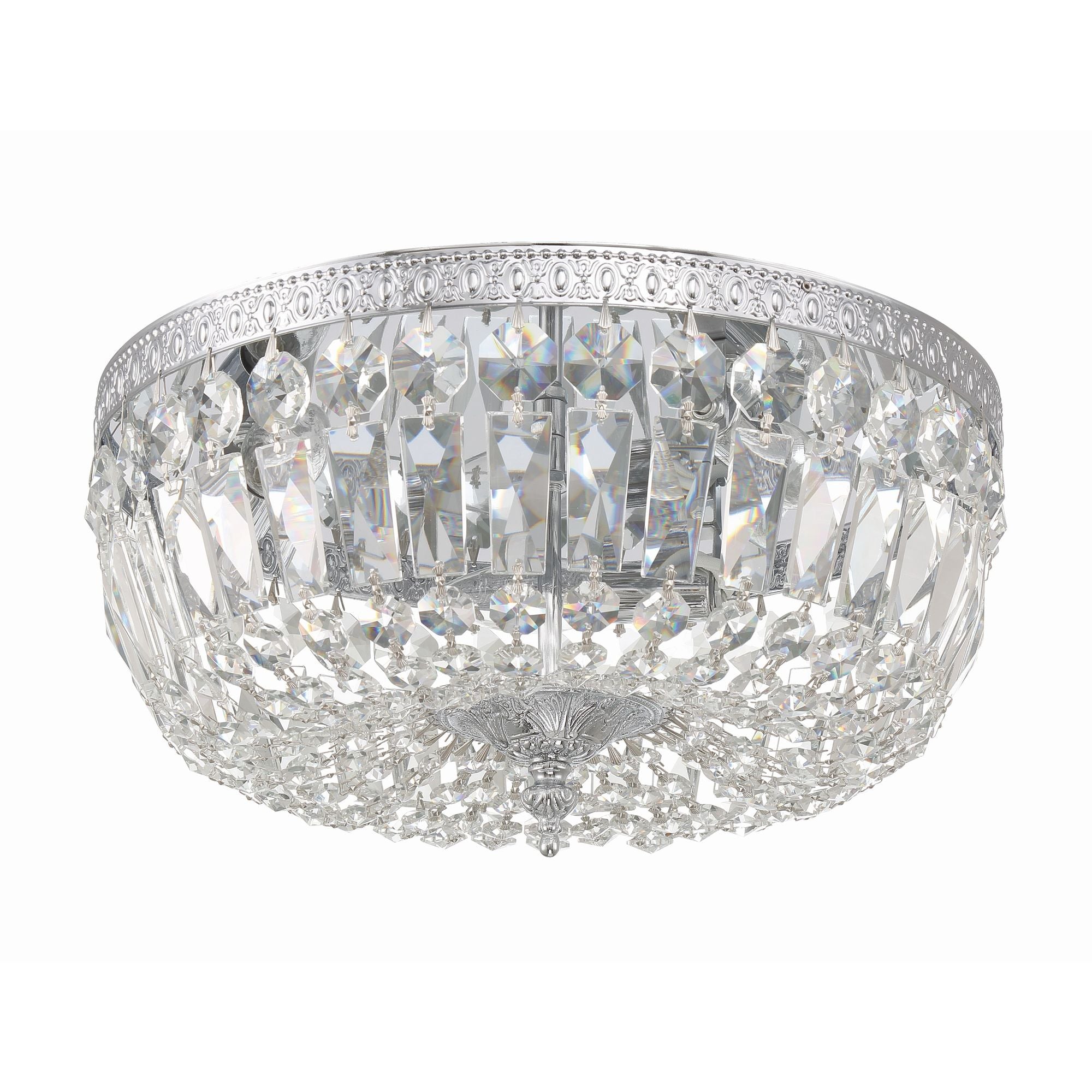 Waltham 14'' Clear Hand Cut Polished Chrome Flush Mount Silver 14"W x 7"H x 14"D