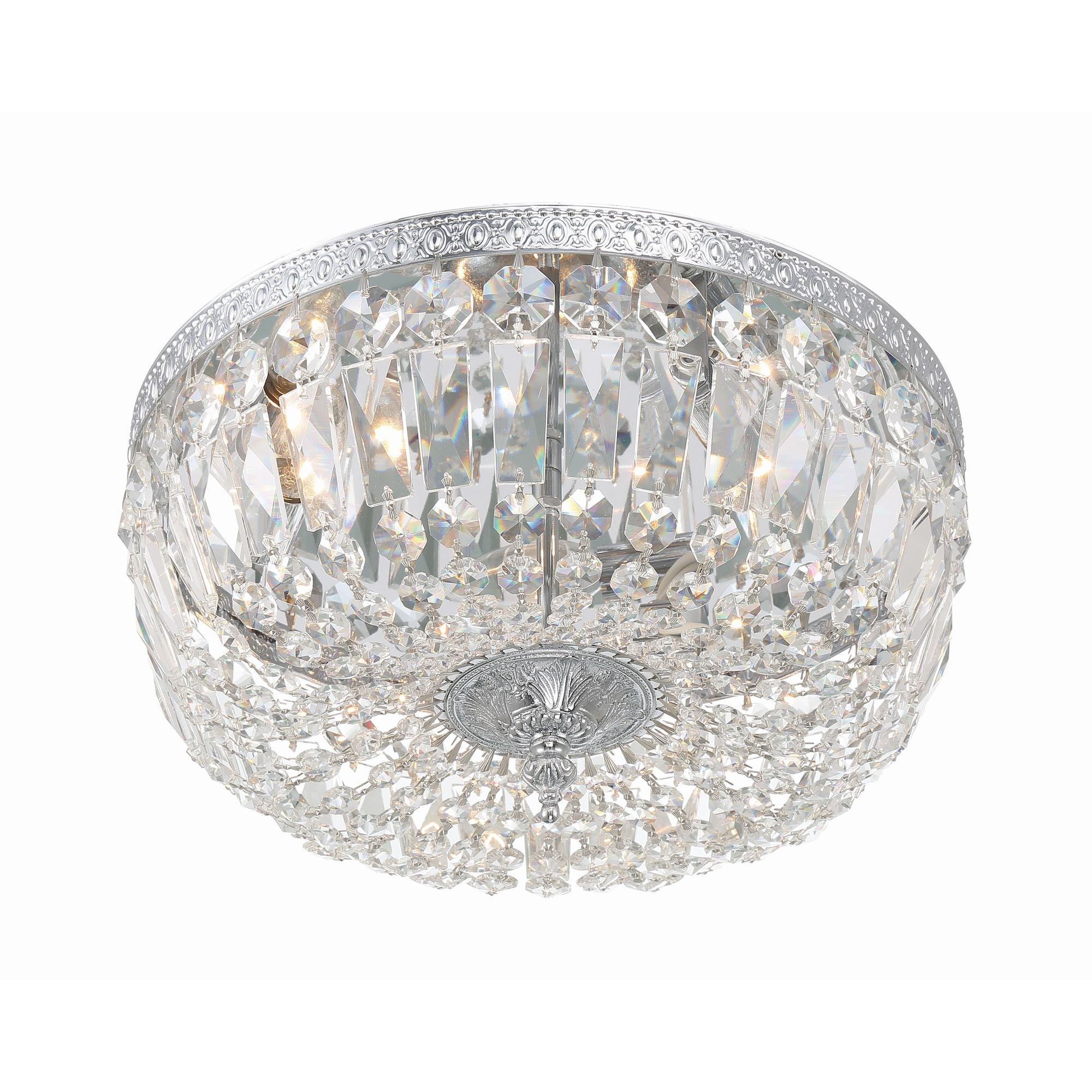 Waltham 14'' Clear Hand Cut Polished Chrome Flush Mount Silver 14"W x 7"H x 14"D