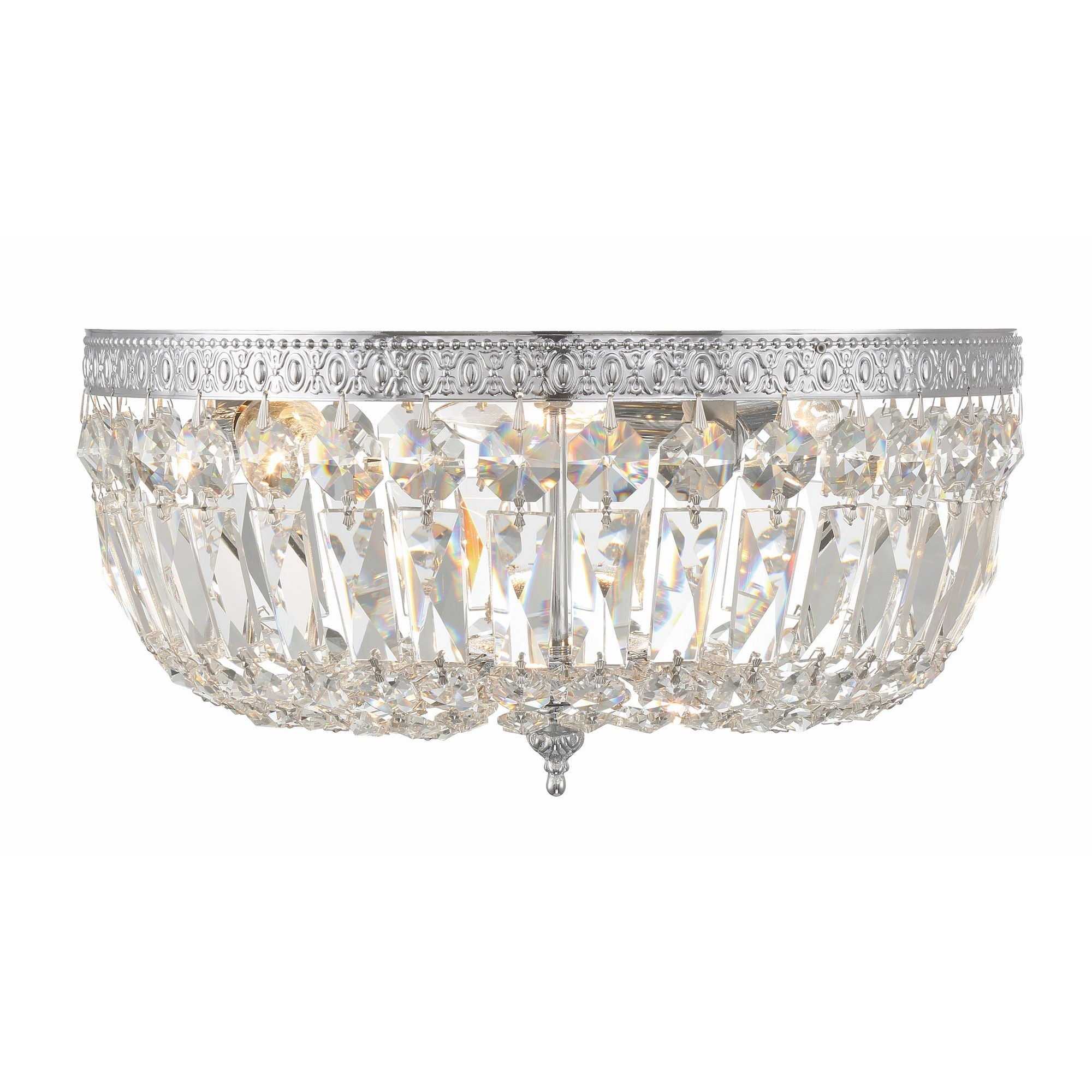 Waltham 14'' Clear Hand Cut Polished Chrome Flush Mount Silver 14"W x 7"H x 14"D
