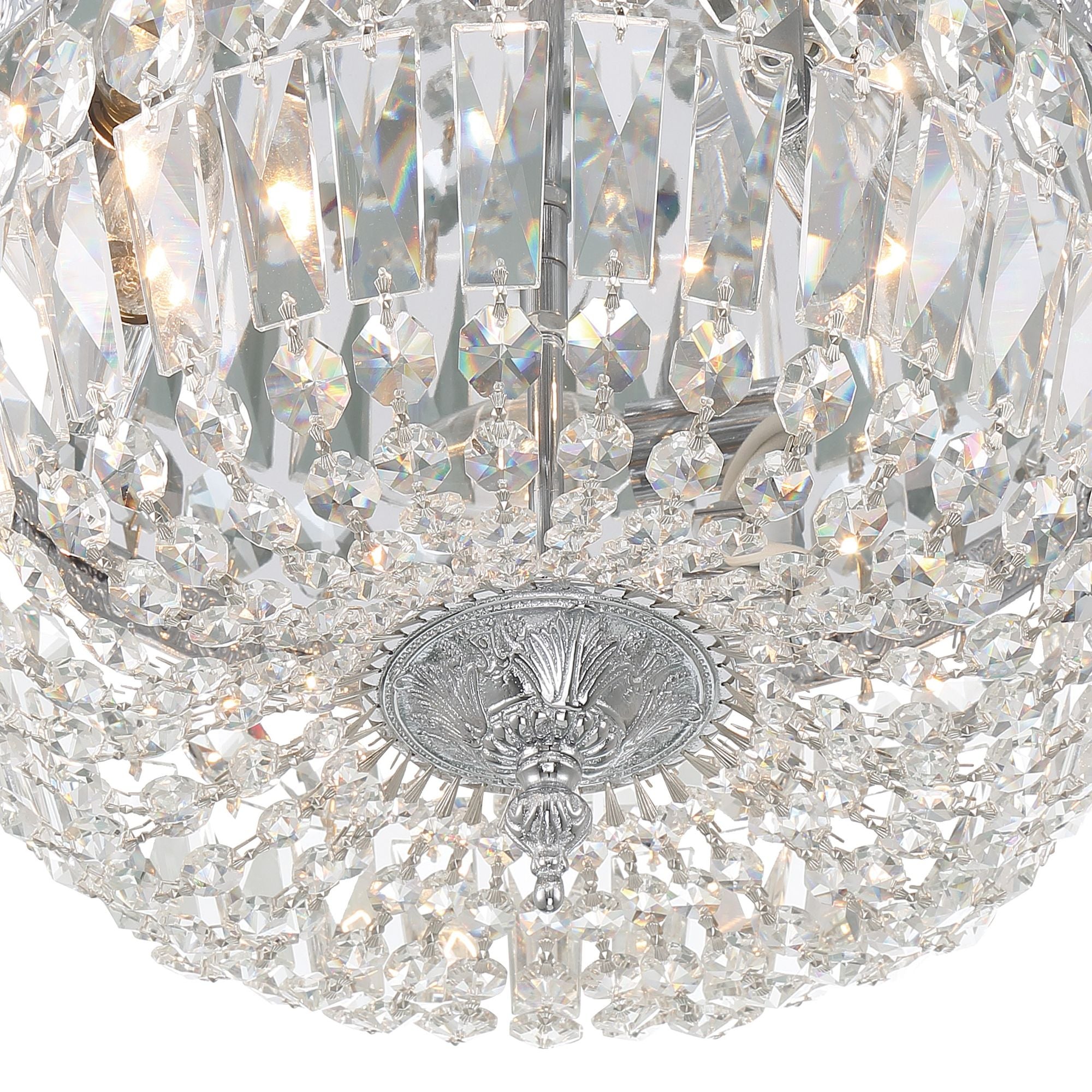 Waltham 14'' Clear Hand Cut Polished Chrome Flush Mount Silver 14"W x 7"H x 14"D