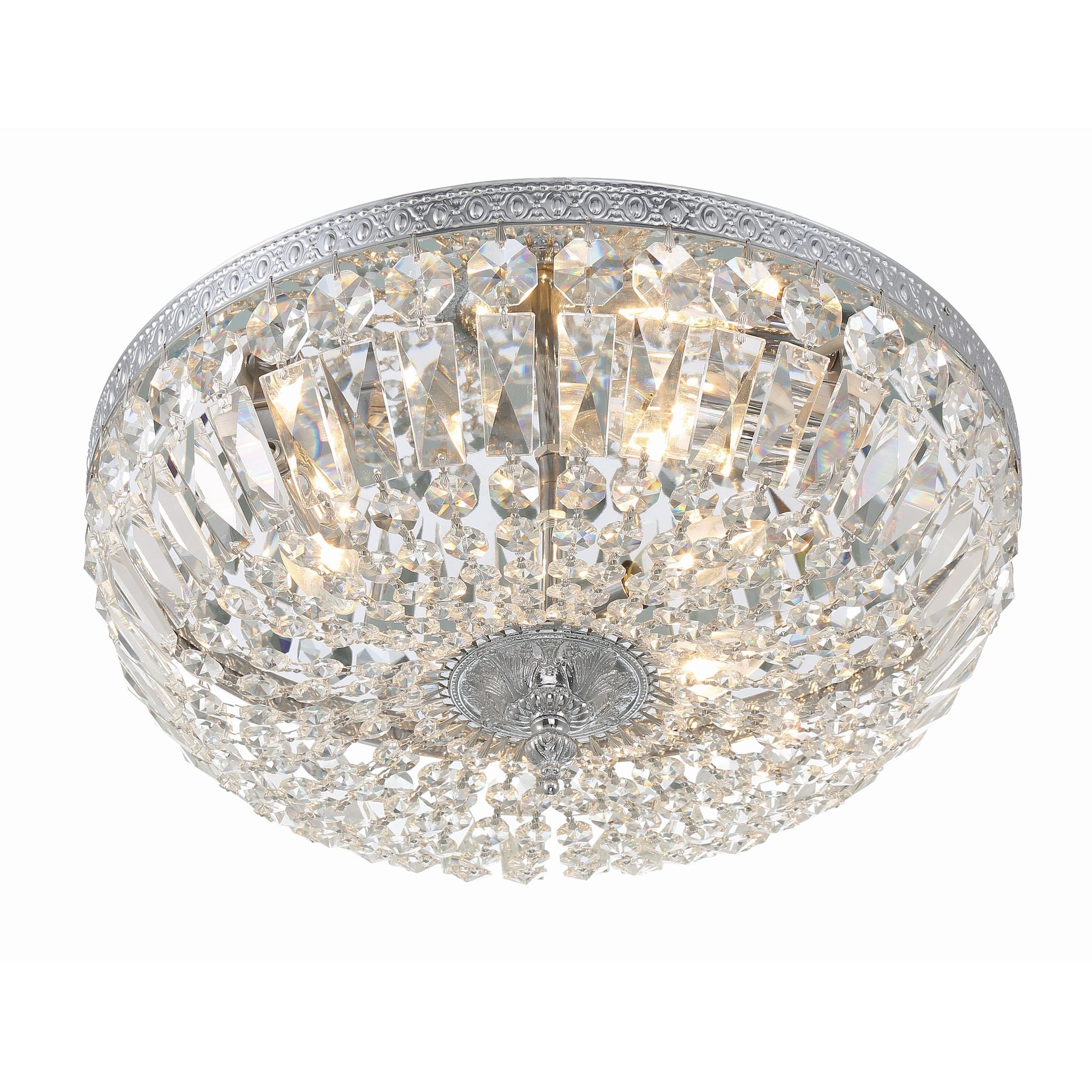 Waltham 16'' Clear Hand Cut Polished Chrome Flush Mount Silver 16"W x 7"H x 16"D