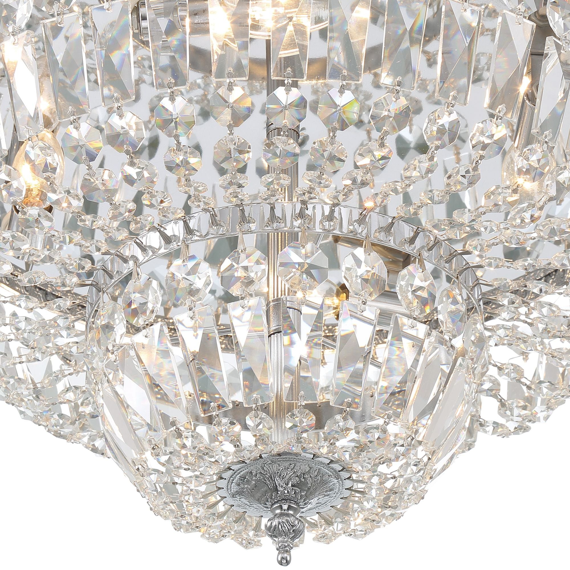 Crystorama 4 Light Clear Hand Cut Polished Chrome Flush Mount Hand Cut Crystal 18"W x 12"H x 18"D