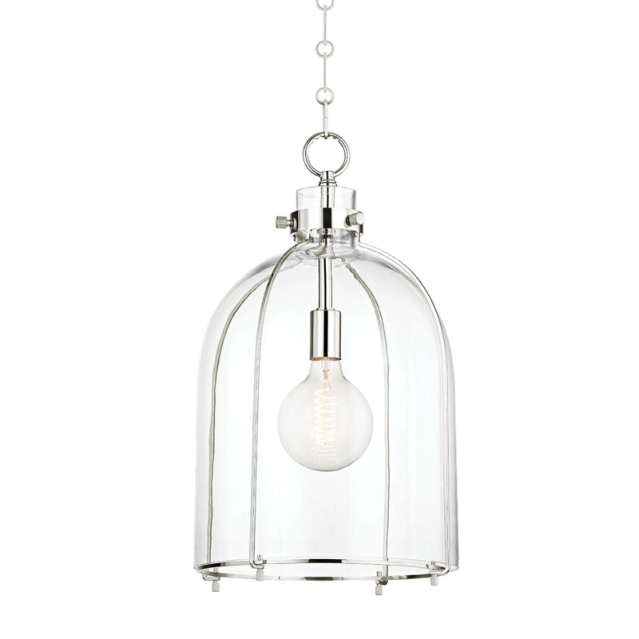 Eldridge 1-Light Pendant in Polished Nickel 15.5L x 15.5W x 23.5H