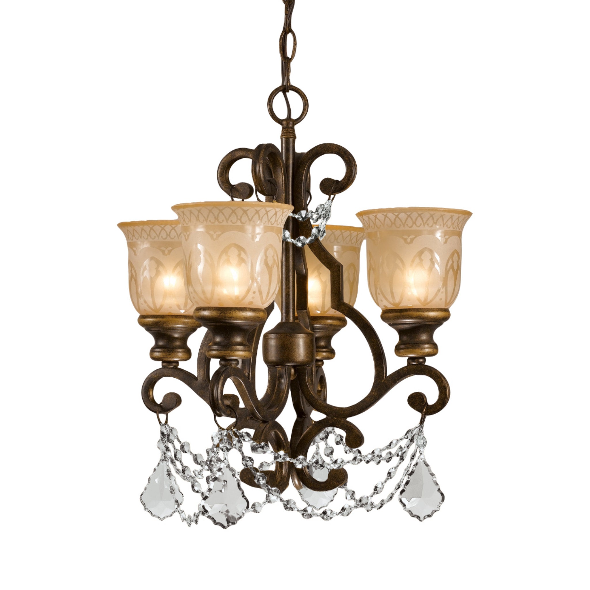 Norwalk 17'' Hand Cut Crystal Bronze Umber Chandelier Bronze 17"W x 21"H x 17"D