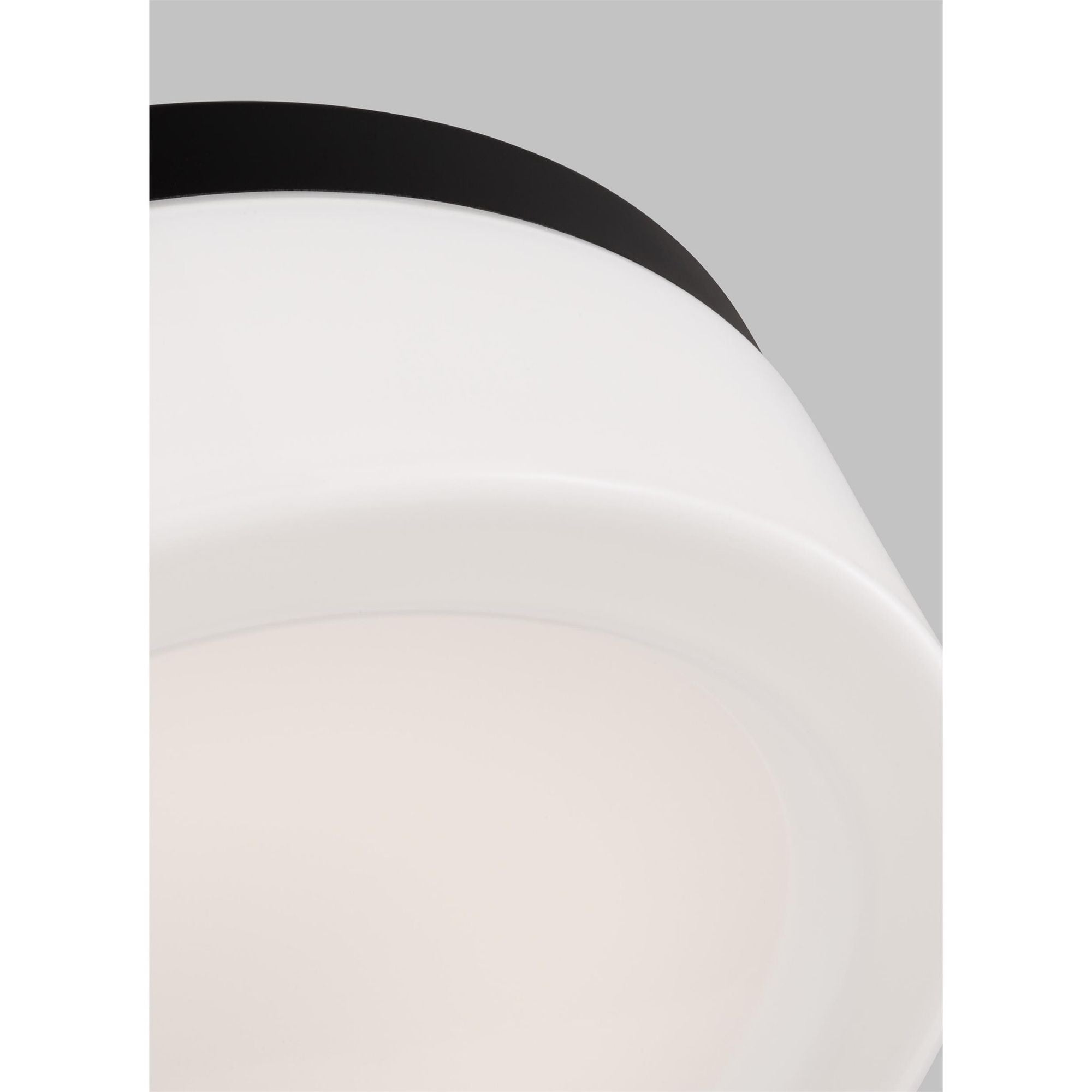 Rhett Medium Ceiling Flush Mount Modern Fixture 12" Width 3.75" Height Steel Round Etched / White Inside Shade in Midnight Black