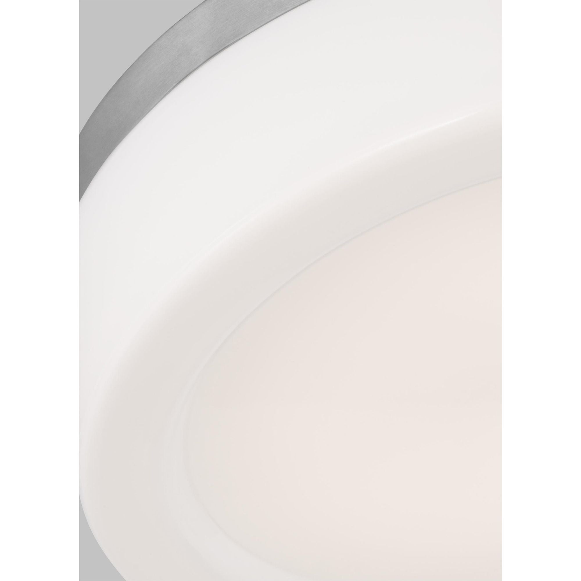 Rhett Medium Ceiling Flush Mount Modern Fixture 12" Width 3.75" Height Steel Round Etched / White Inside Shade in Brushed Nickel