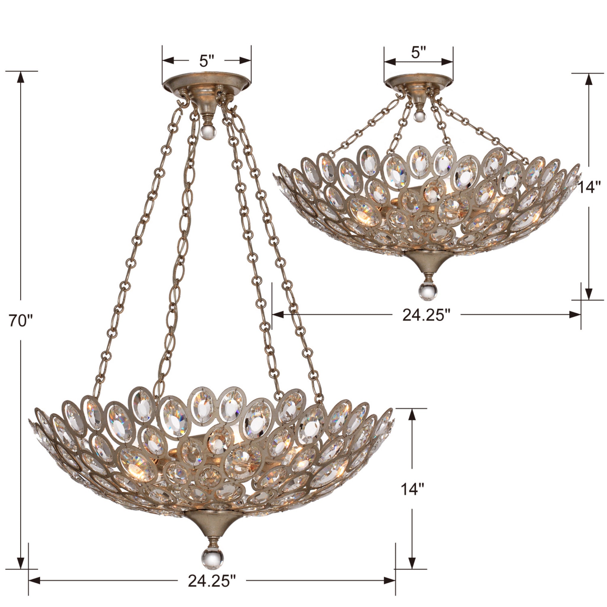 Sterling 24.25'' Distressed Twilight Chandelier Gold 24.25"W x 14"H x 24.25"D