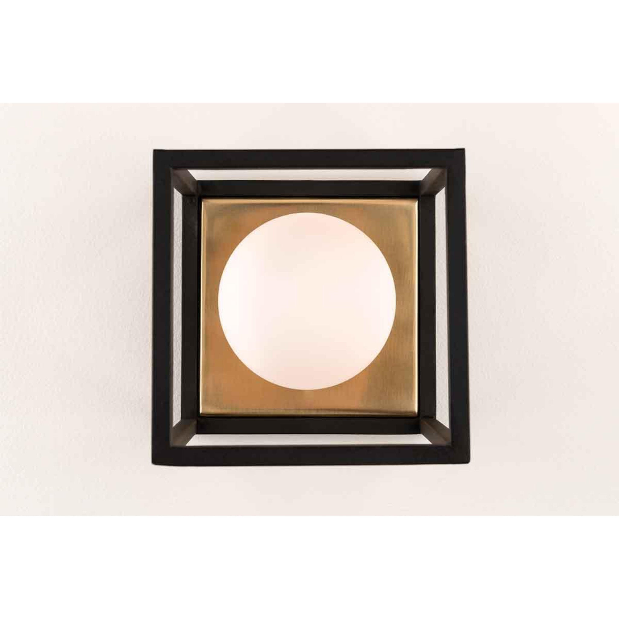 Aira 1-Light Flush Mount in Aged Brass/Black 14L x 14W x 14H