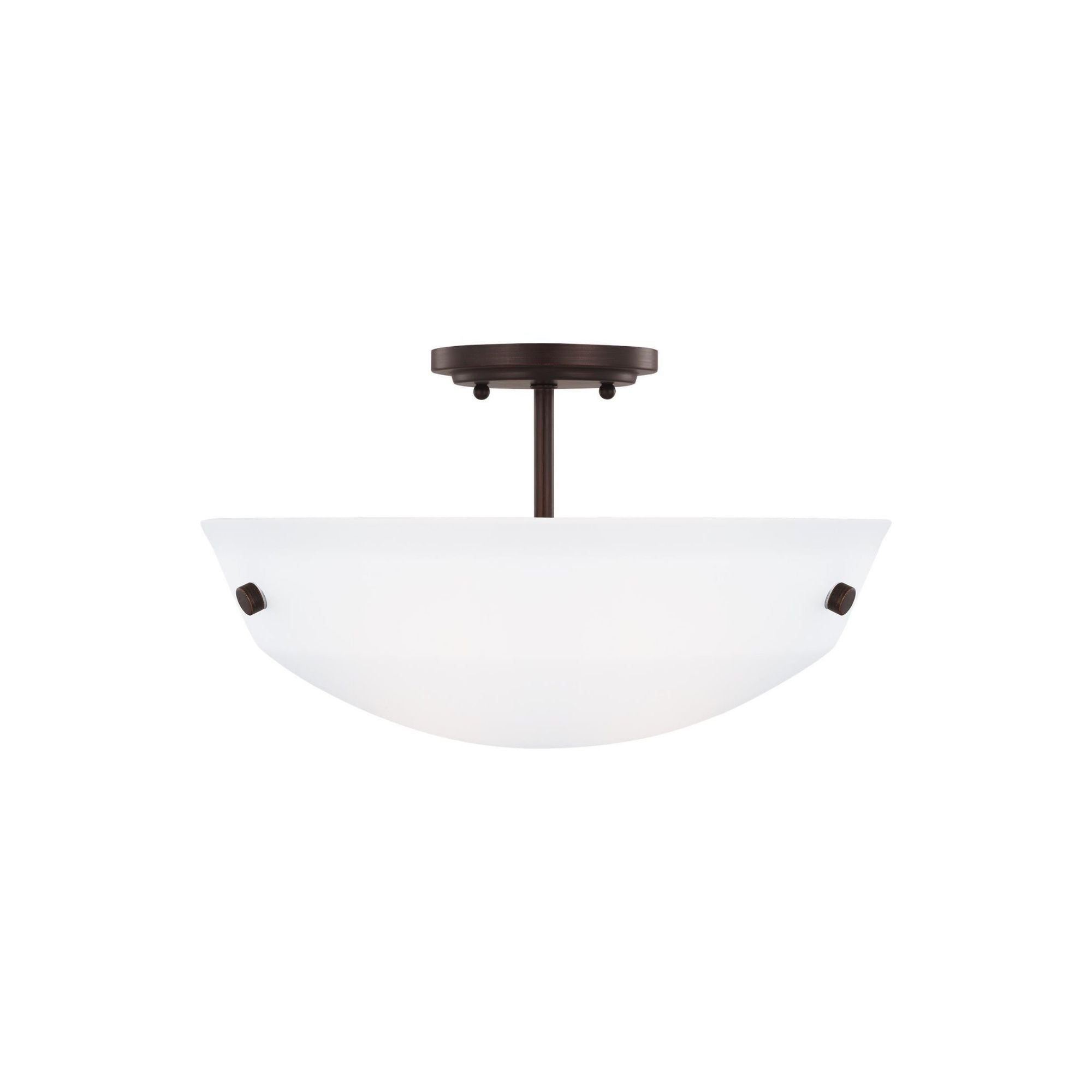 Kerrville Two Light Semi-Flush Convertible Pendant Transitional Ceiling Fixture 10.5" Height Steel Round Satin Etched Shade in Bronze