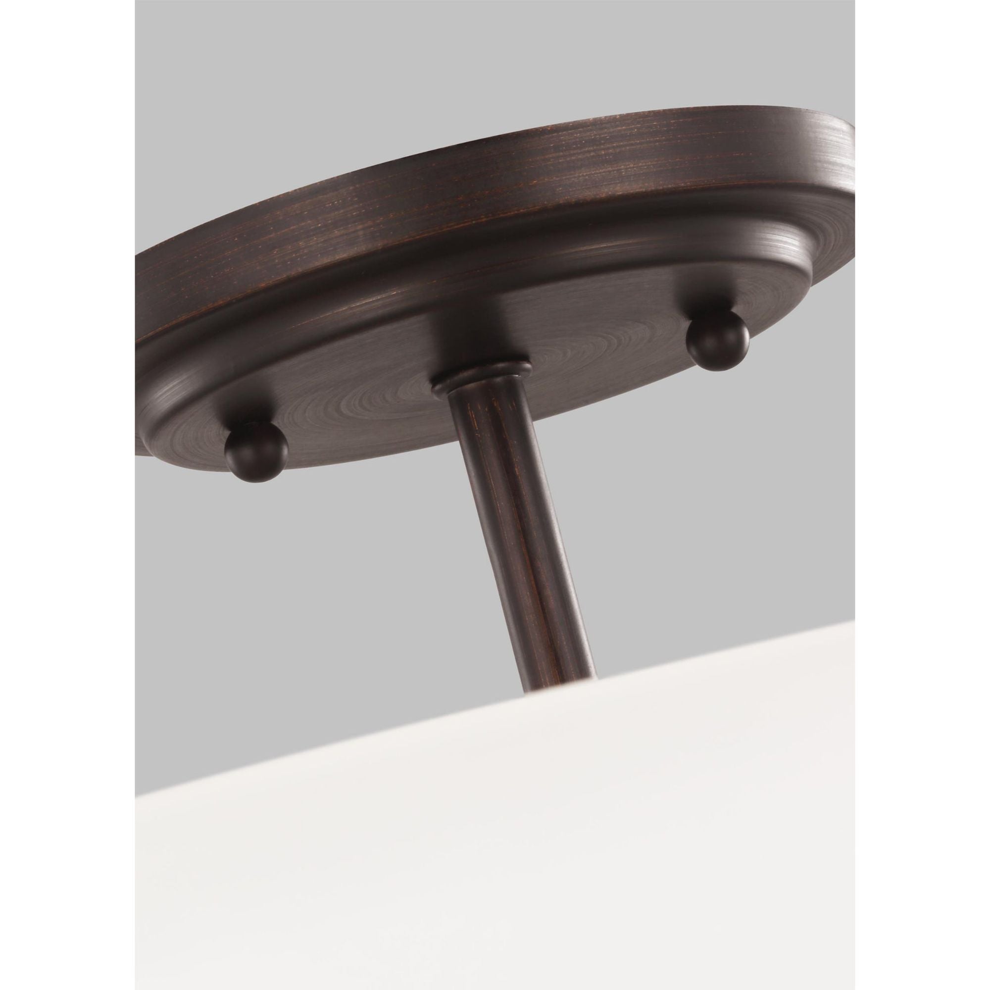 Kerrville Two Light Semi-Flush Convertible Pendant Transitional Ceiling Fixture 10.5" Height Steel Round Satin Etched Shade in Bronze