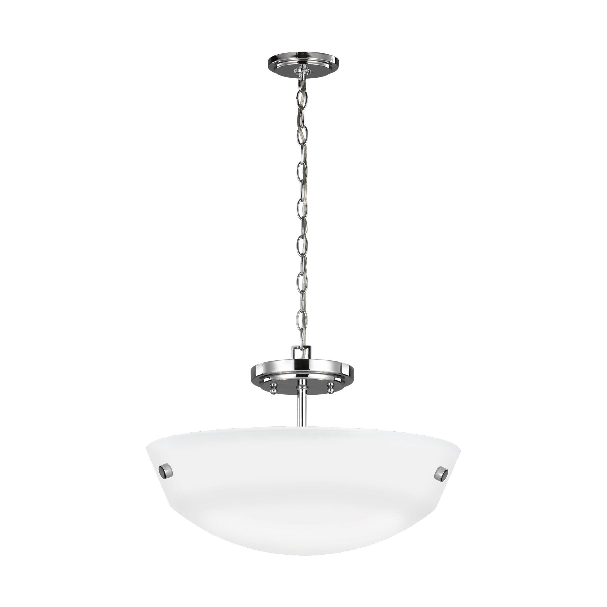 Kerrville Two Light Semi-Flush Convertible Pendant LED Transitional Ceiling Fixture 10.5" Height Steel Round Satin Etched Shade in Chrome