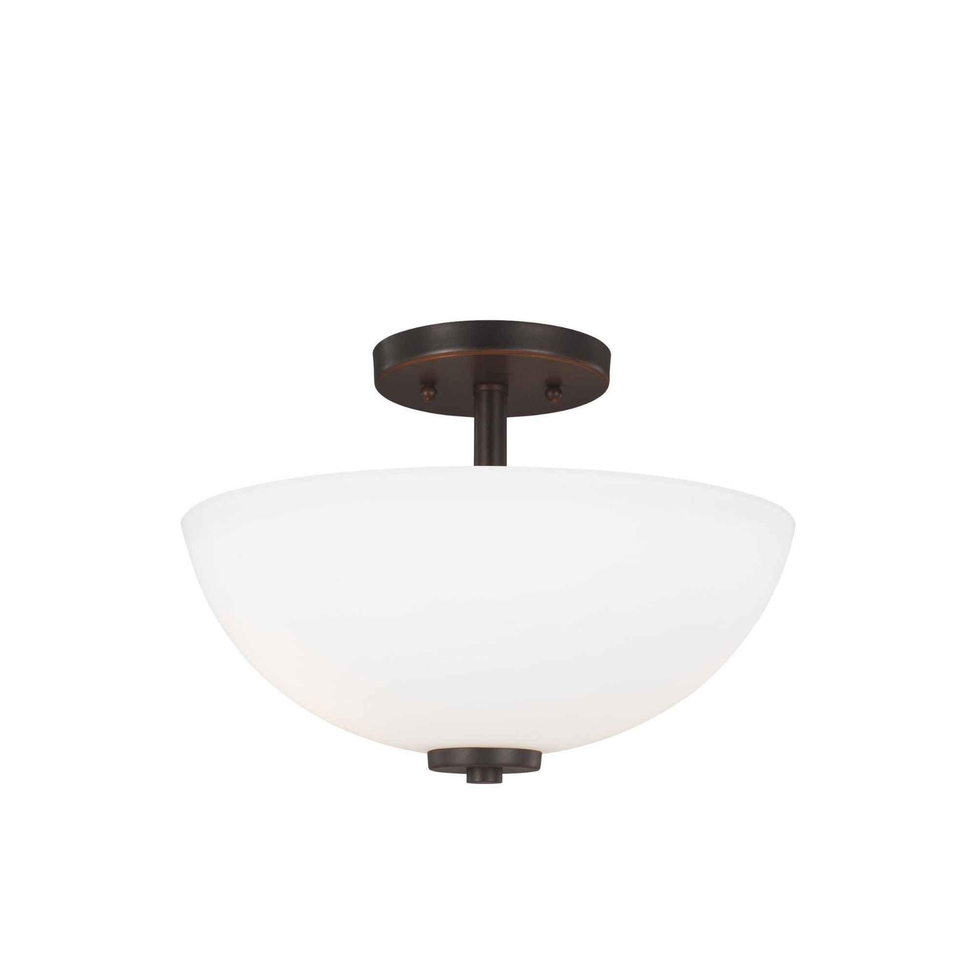 Oslo Two Light Semi-Flush Convertible Pendant LED Contemporary Ceiling Fixture 11.25" Height Steel Round Etched / White Inside Shade in Bronze