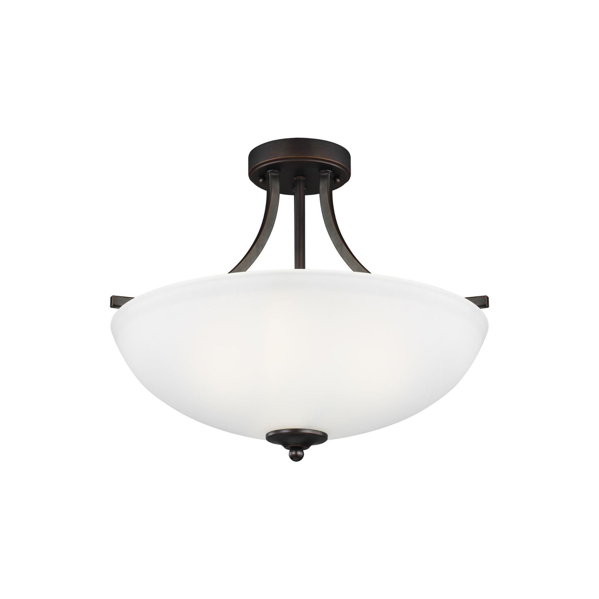Geary Medium Three Light Semi-Flush Convertible Pendant LED Transitional Ceiling Fixture 16.375" Height Steel Round Satin Etched Shade in Bronze