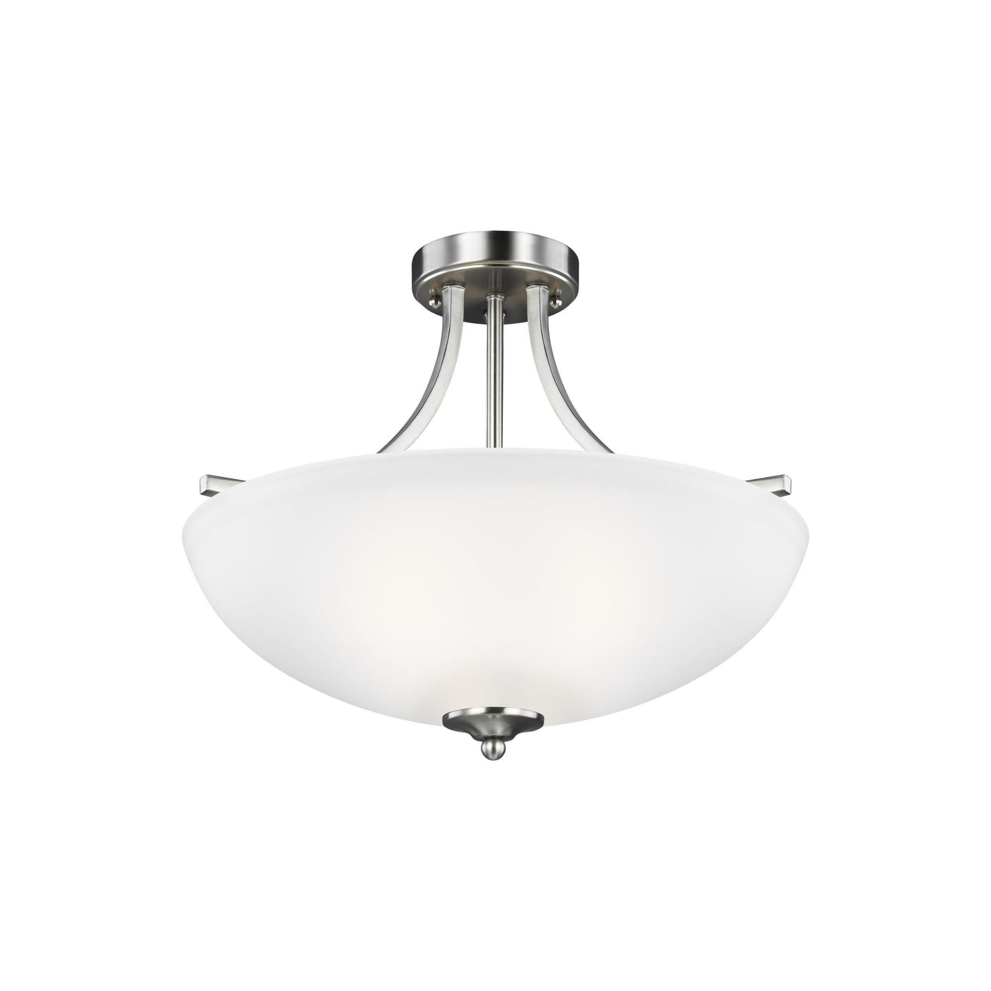 Geary Medium Three Light Semi-Flush Convertible Pendant LED Transitional Ceiling Fixture 16.375" Height Steel Round Satin Etched Shade in Brushed Nickel