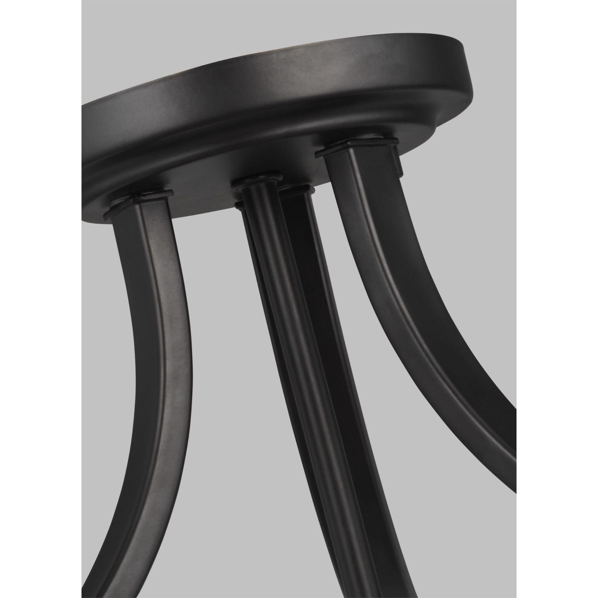 Kemal Three Light Semi-Flush Mount LED Transitional Ceiling Fixture 12.5" Height Steel Round Etched / White Inside Shade in Midnight Black