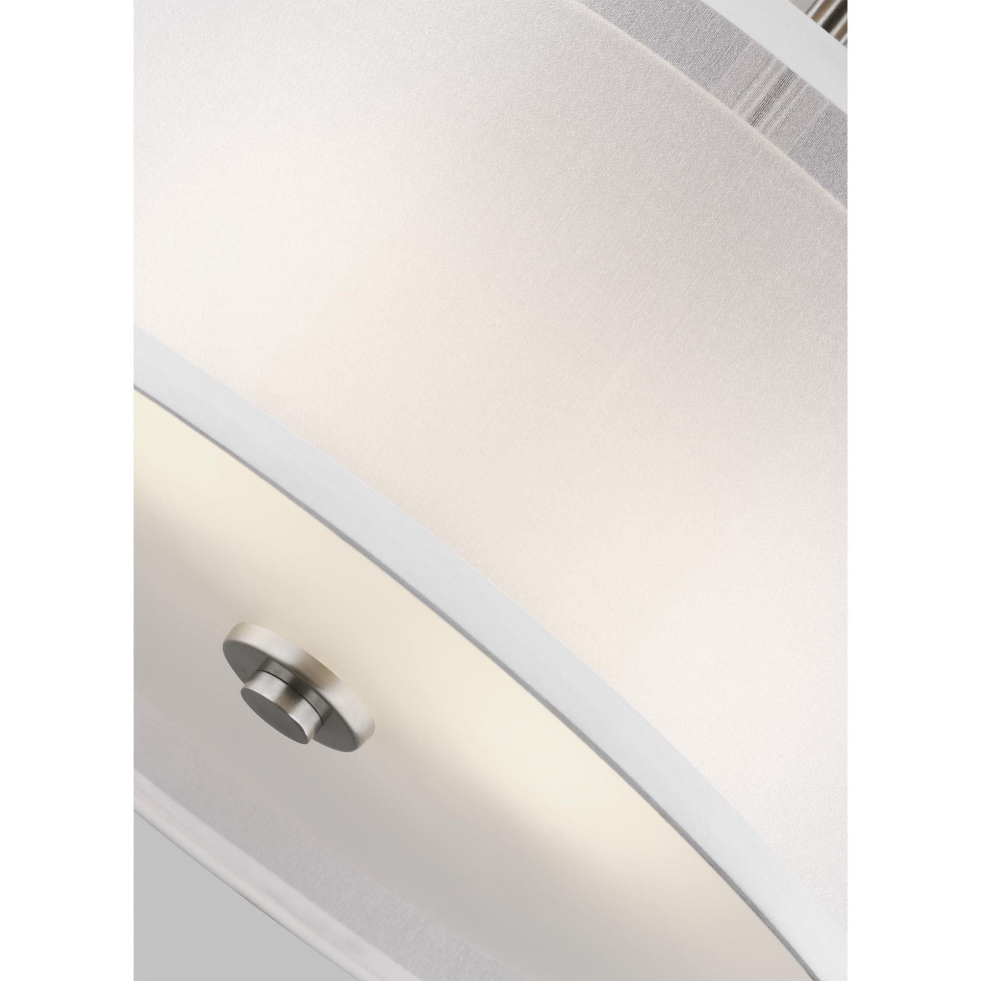 Elmwood Park Two Light Semi-Flush Mount LED Traditional Ceiling Fixture 11" Height Steel Round Satin Etched Shade in Brushed Nickel