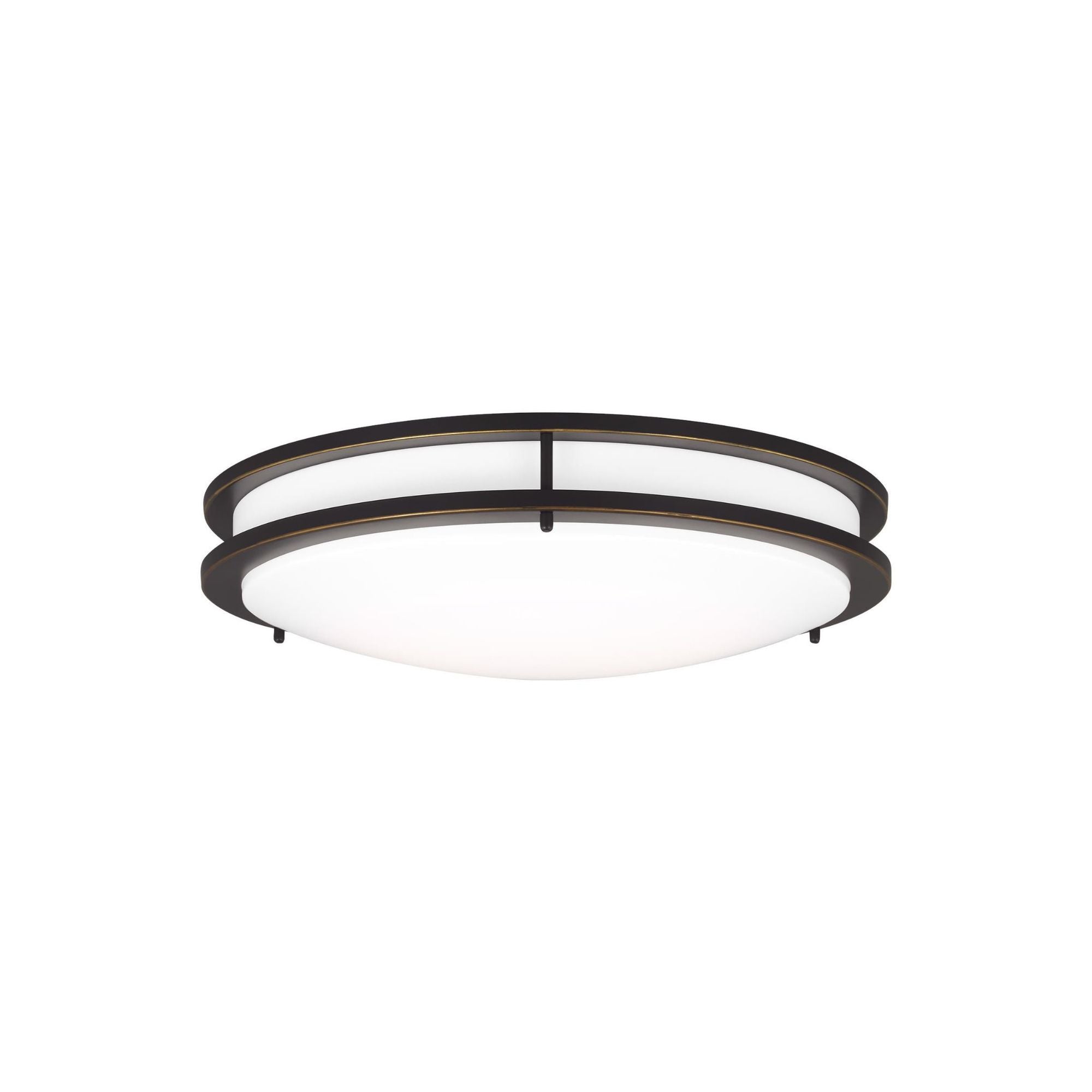Mahone Large LED Ceiling Flush Mount Modern Fixture 4.25" Height Steel Round White Shade in Antique Bronze