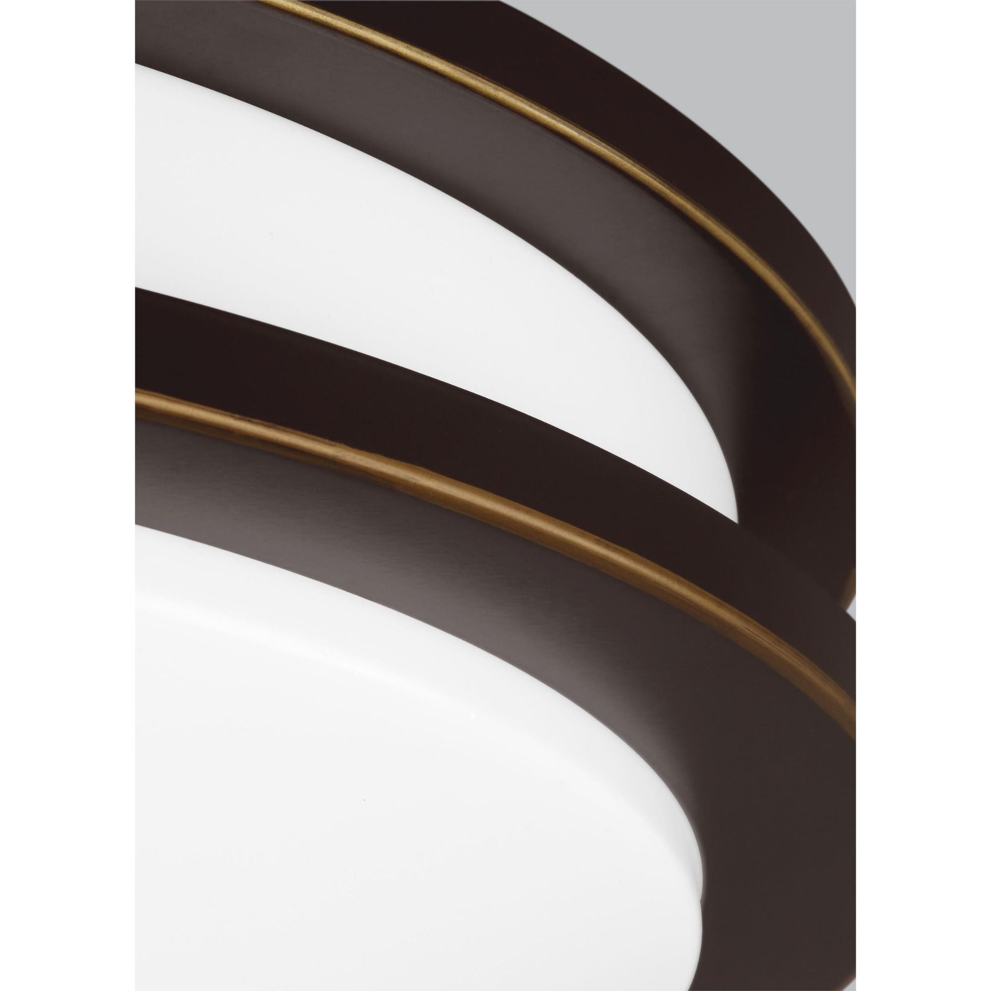 Mahone Large LED Ceiling Flush Mount Modern Fixture 4.25" Height Steel Round White Shade in Antique Bronze