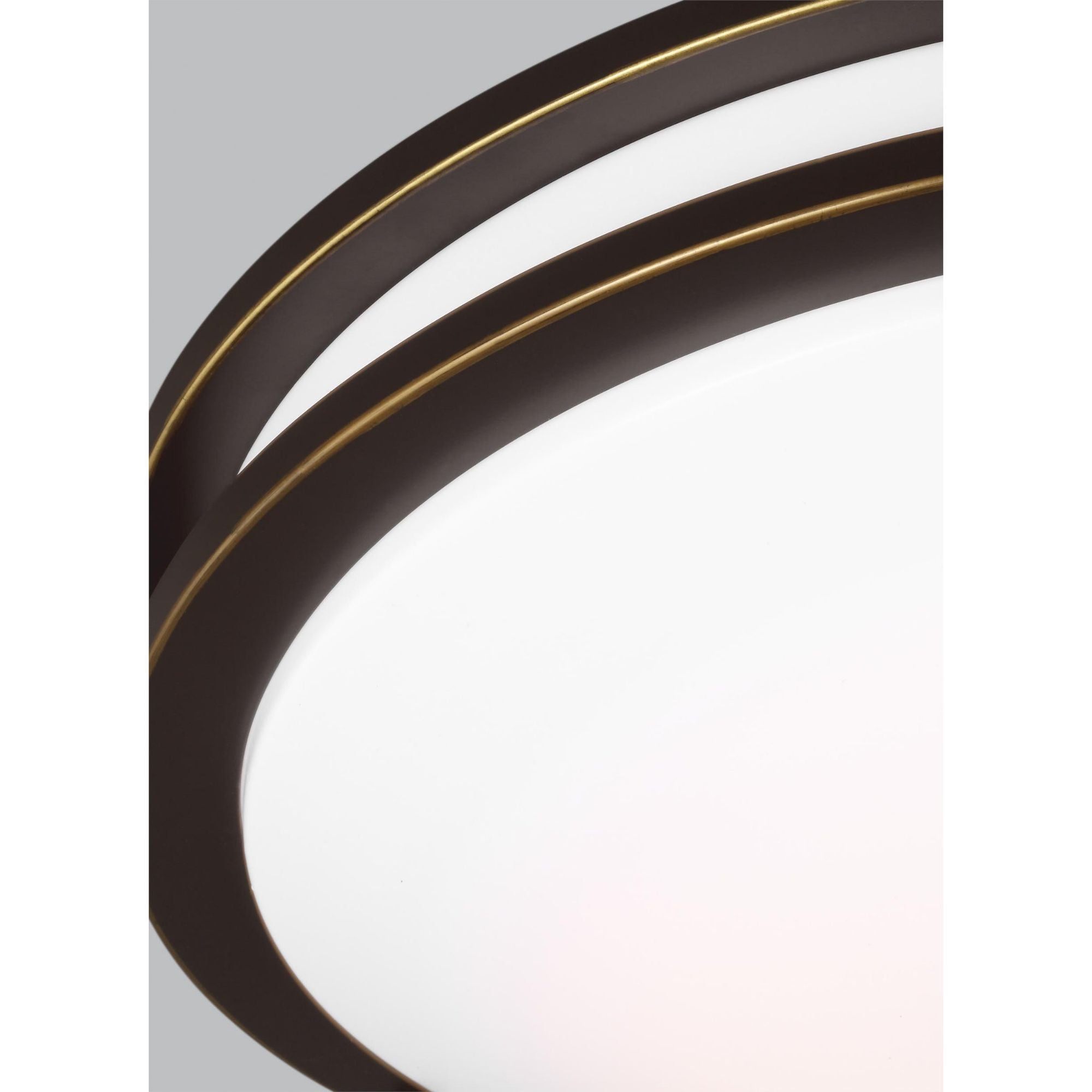 Mahone Large LED Ceiling Flush Mount Modern Fixture 4.25" Height Steel Round White Shade in Antique Bronze