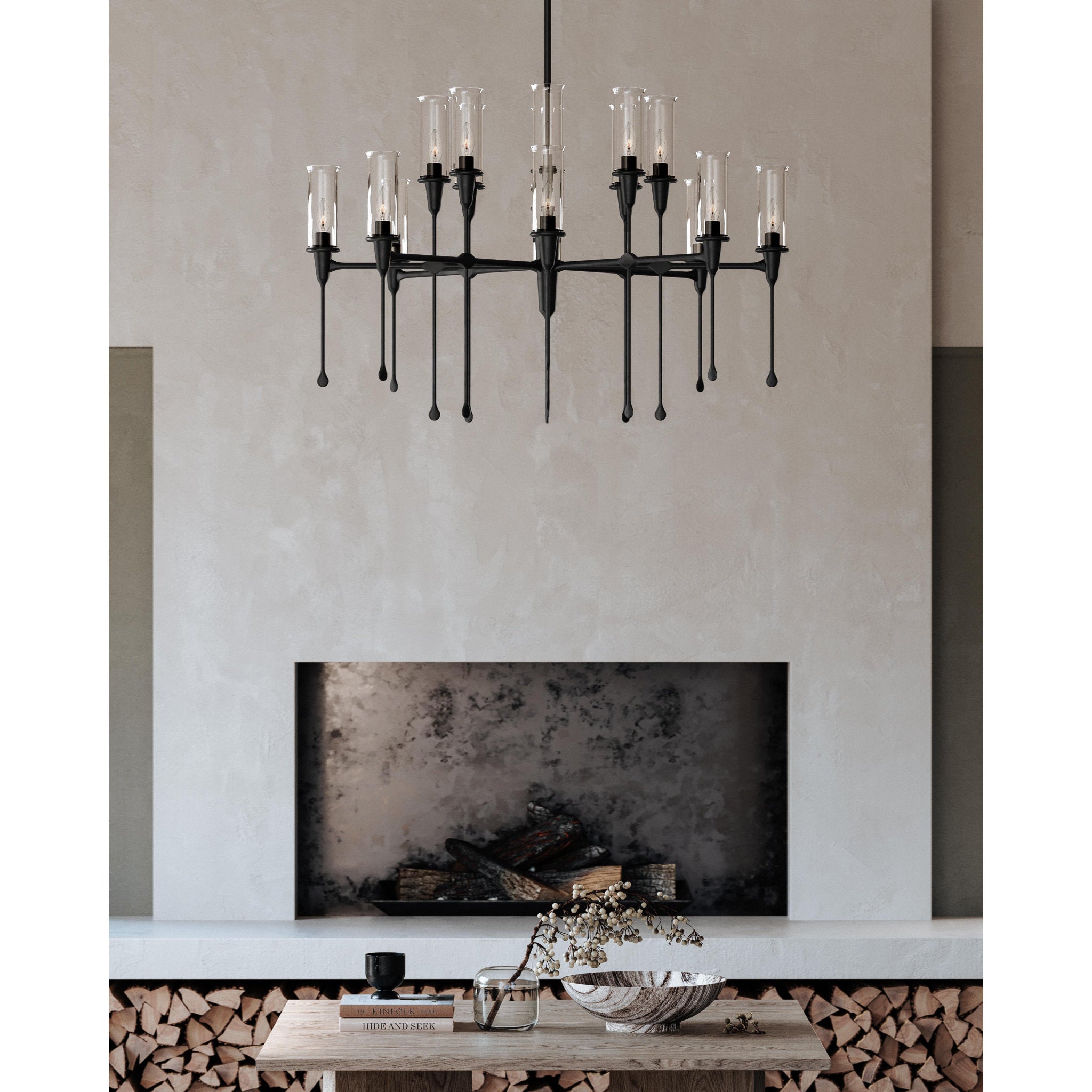 Chisel 16-Light Chandelier in Black Iron 41.25W x 28H