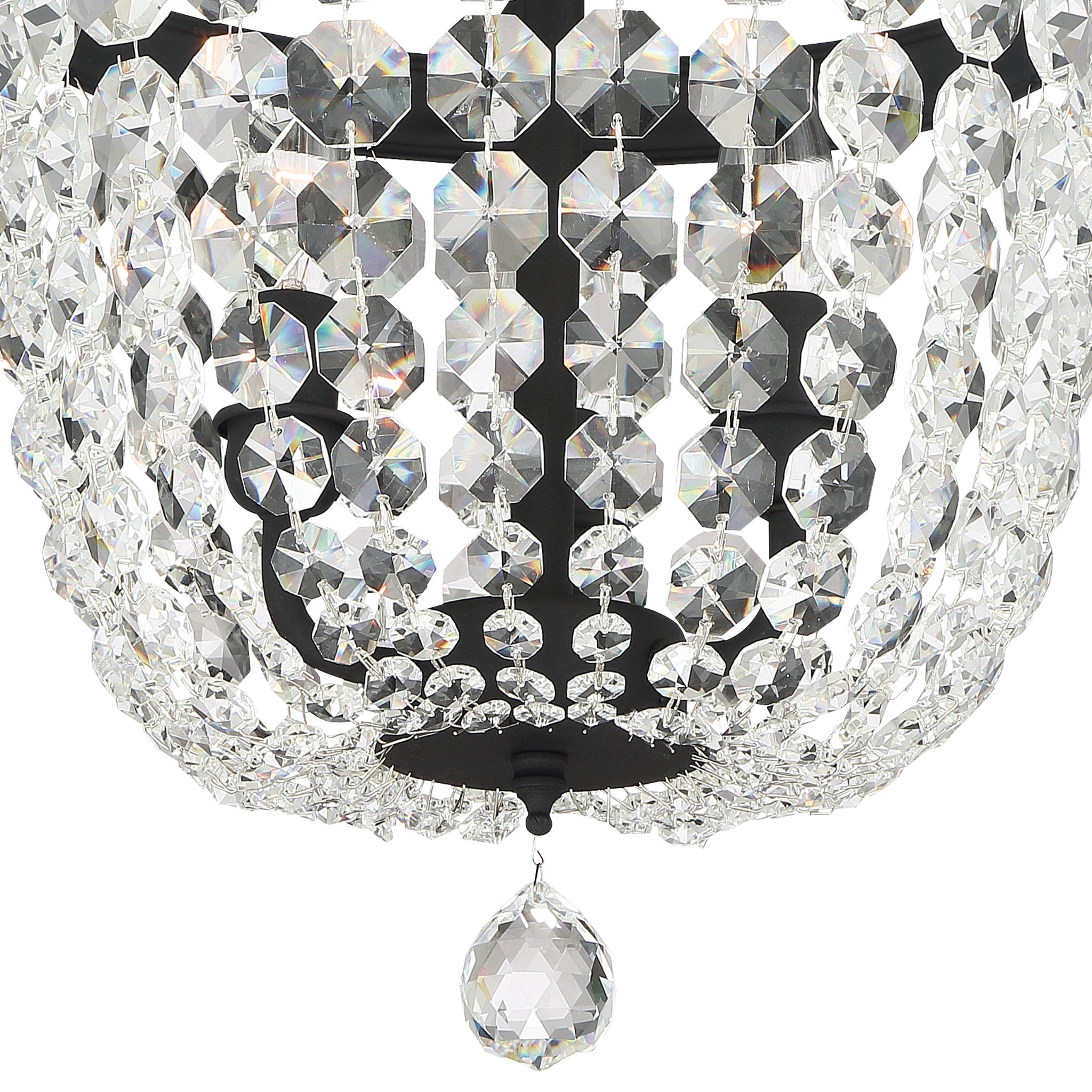 Archer 11.5'' Hand Cut Crystal Black Forged Semi Flush Mount Black 11.5"W x 14.5"H x 11.5"D