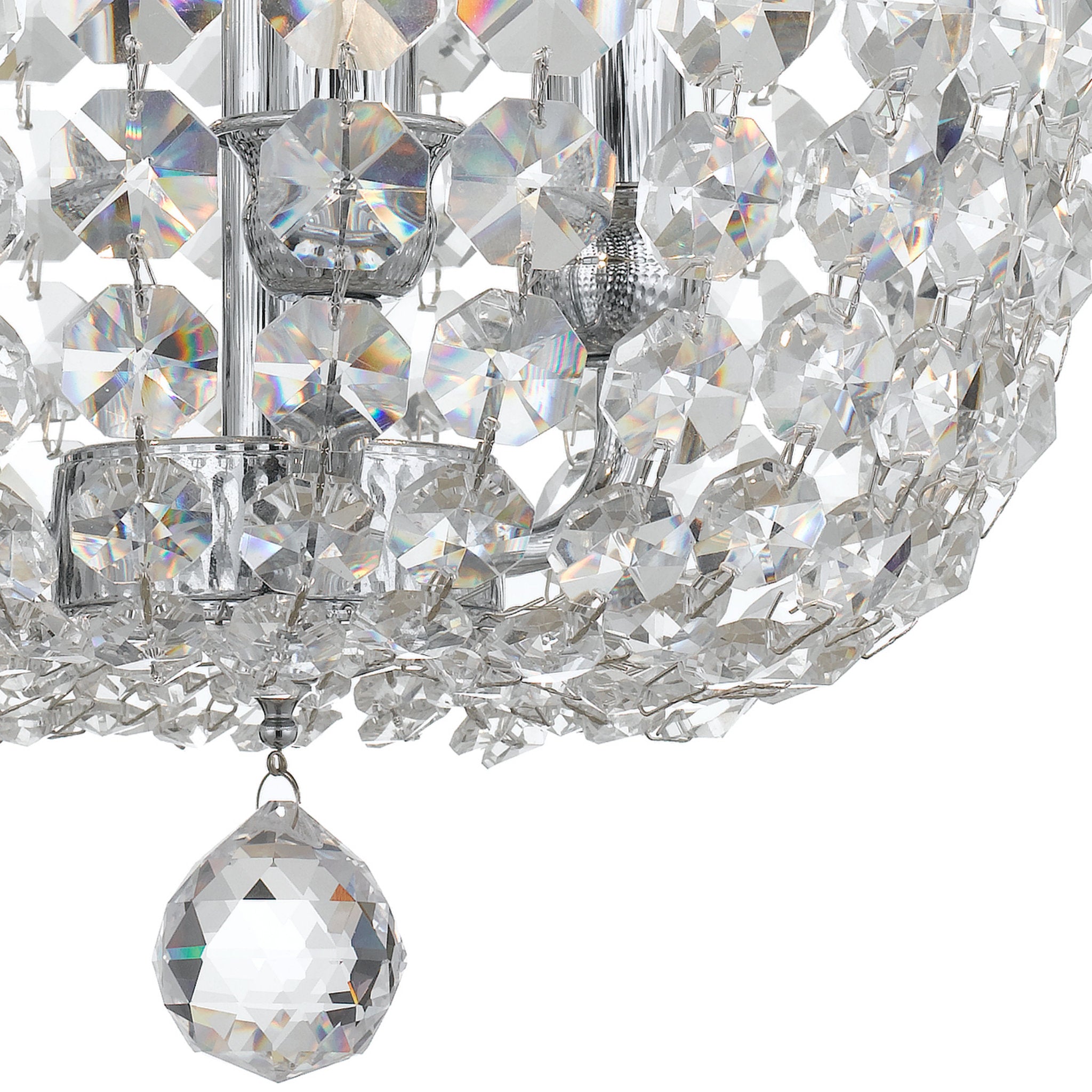 Archer 11.5'' Hand Cut Crystal Polished Chrome Semi Flush Mount Silver 11.5"W x 14.5"H x 11.5"D