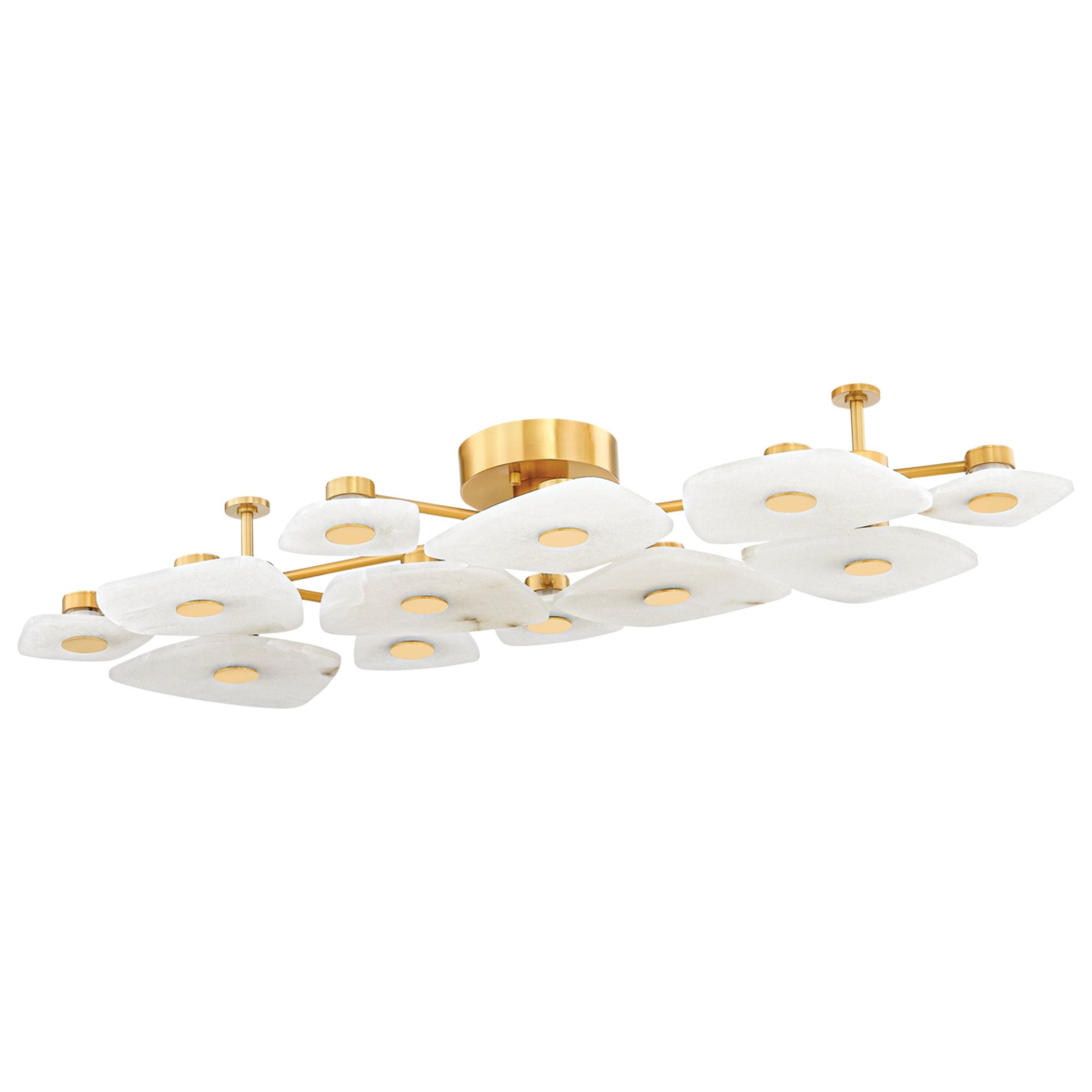 Holmdel 12-Light Semi Flush in Aged Brass 54L x 23.75W x 7.25H