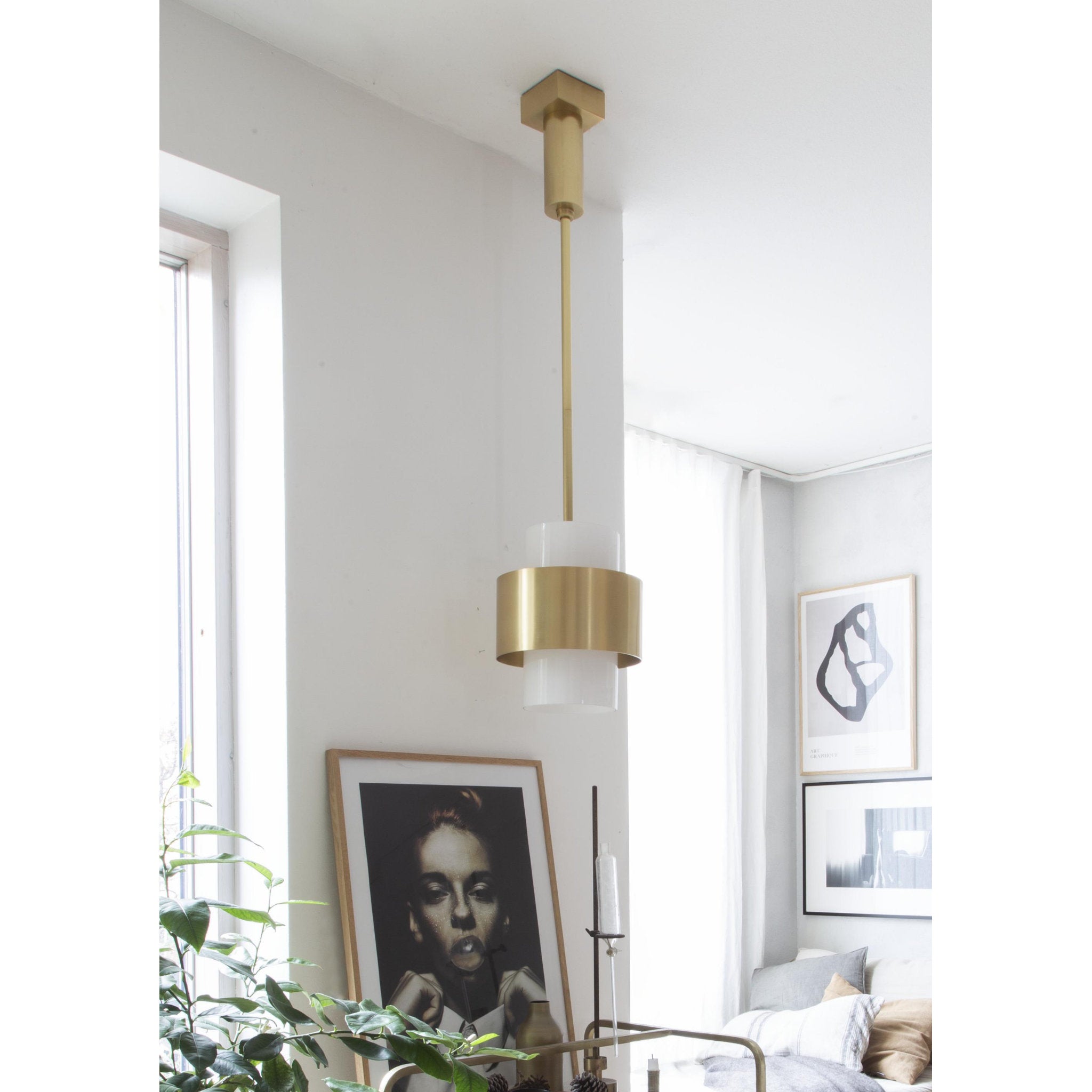 Corinth 1-Light Pendant in Aged Brass 11L x 11W x 13.5H
