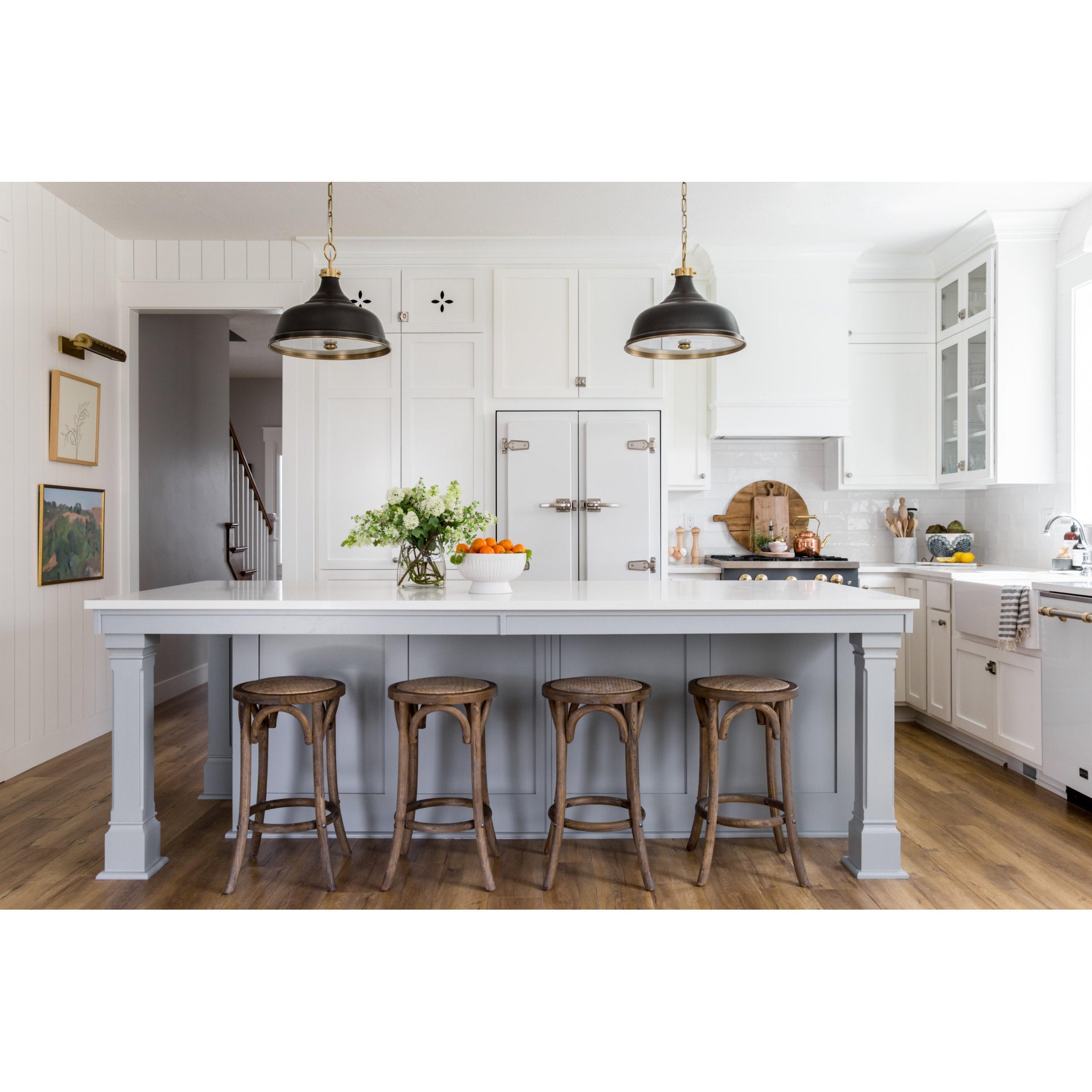 Metal No.1 3-Light Pendant in Aged/Antique Distressed Bronze by Mark D. Sikes 18L x 18W x 16H