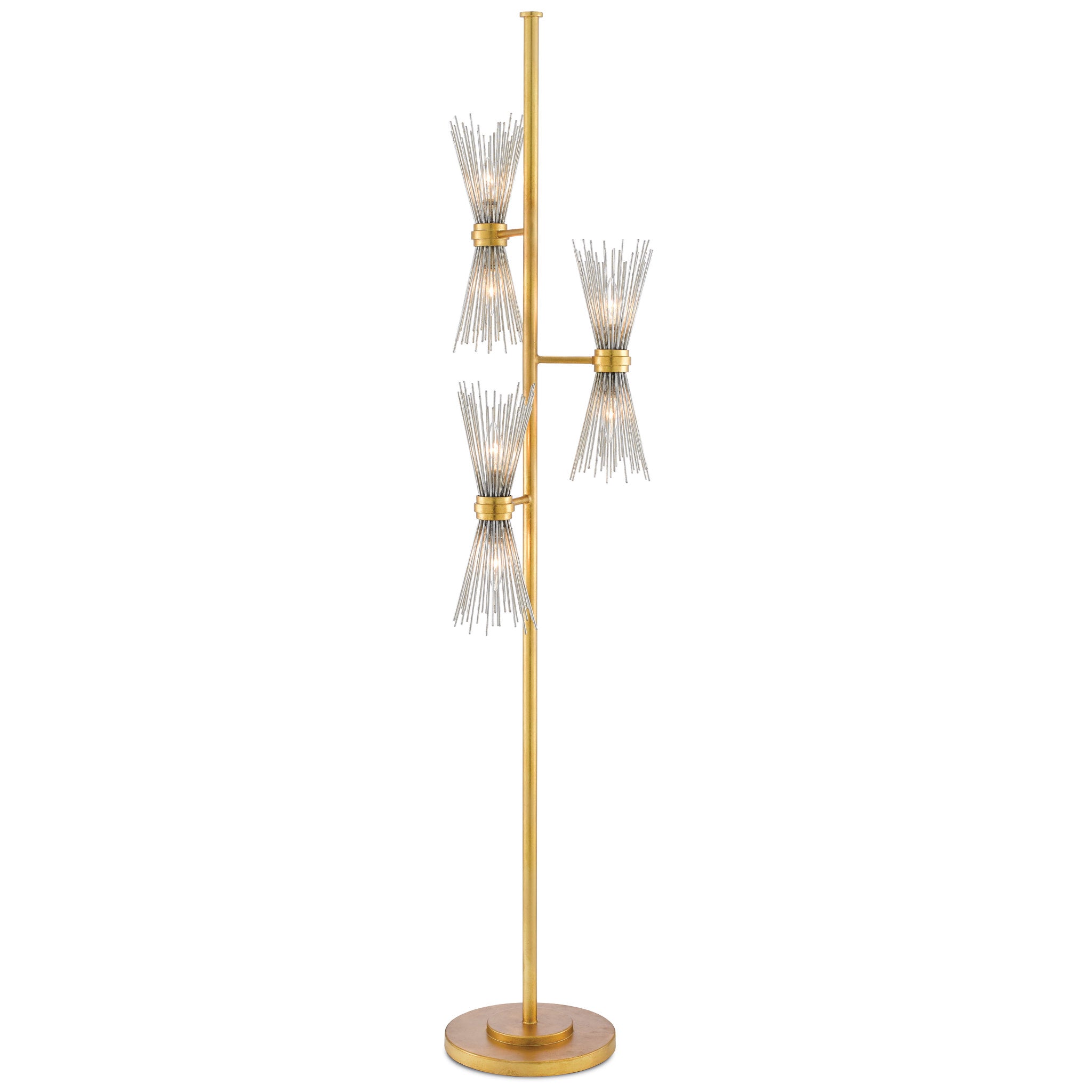 Novatude Gold Floor Lamp - Antique Gold Leaf/Contemporary Silver Leaf
