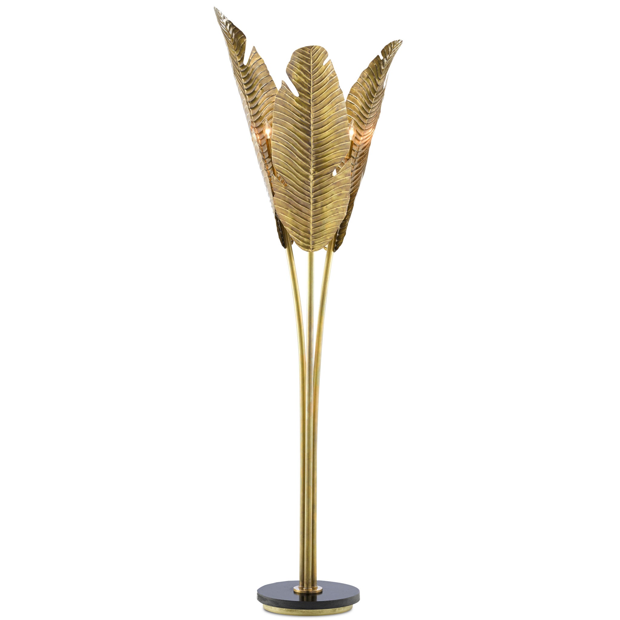 Tropical Medium Brass Floor Lamp - Vintage Brass/Black