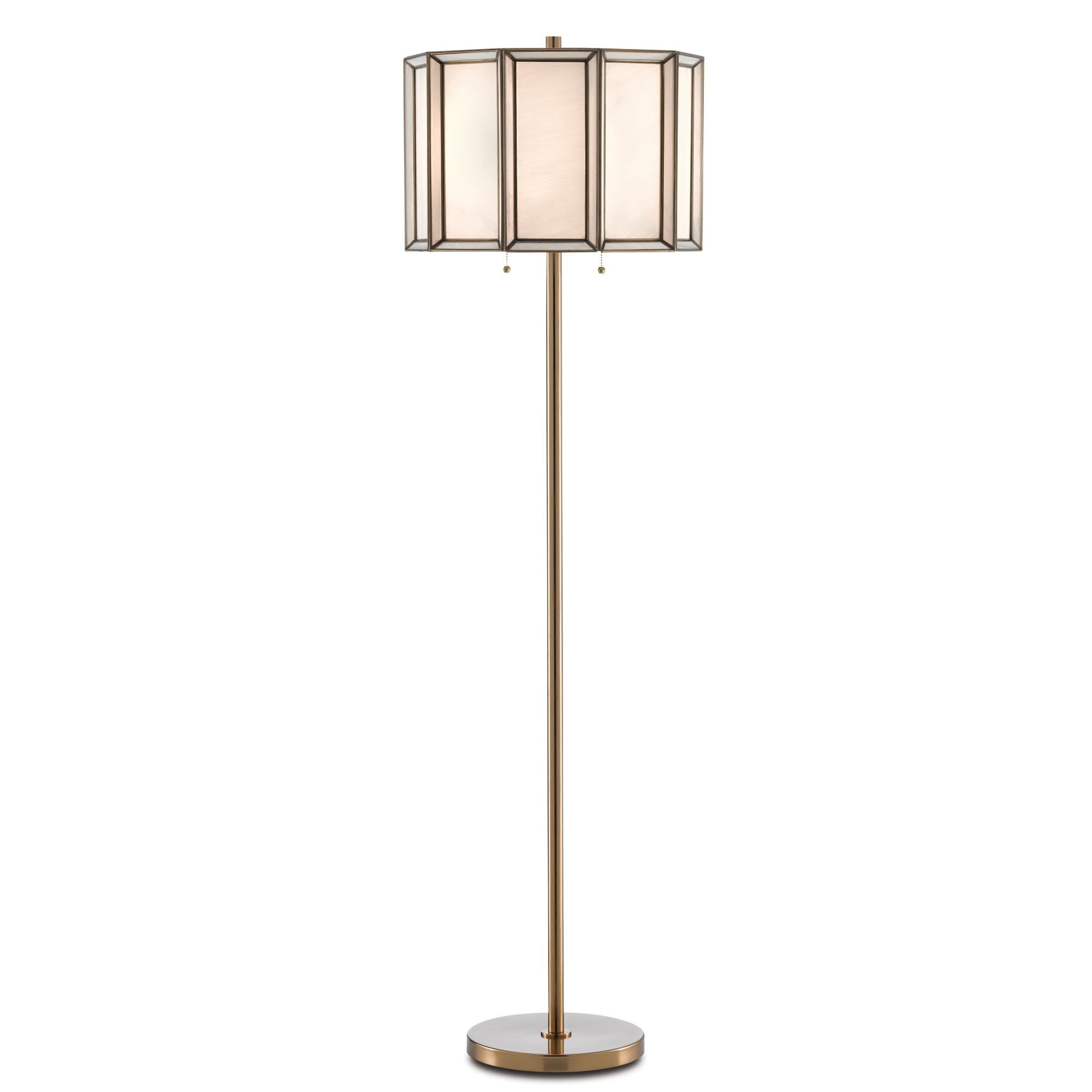 Daze Brass Floor Lamp - Antique Brass/White