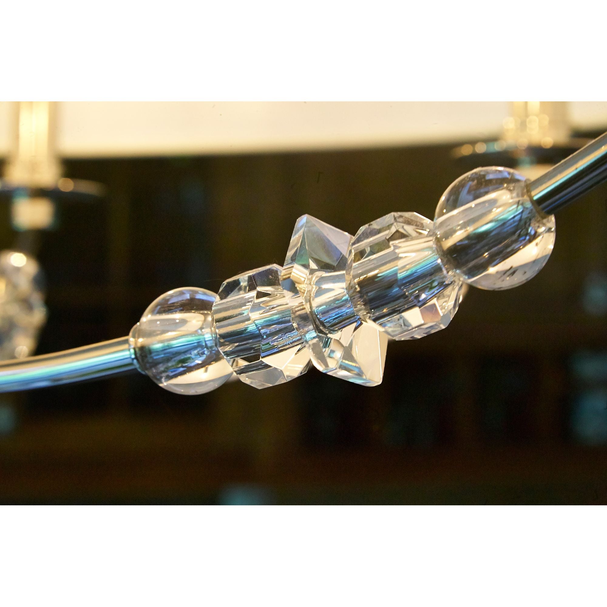 Mirage 6 Light Polished Nickel Drum Shade Chandelier Hand Cut Crystal Beads Silk Shade 30"W x 23"H x 30"D