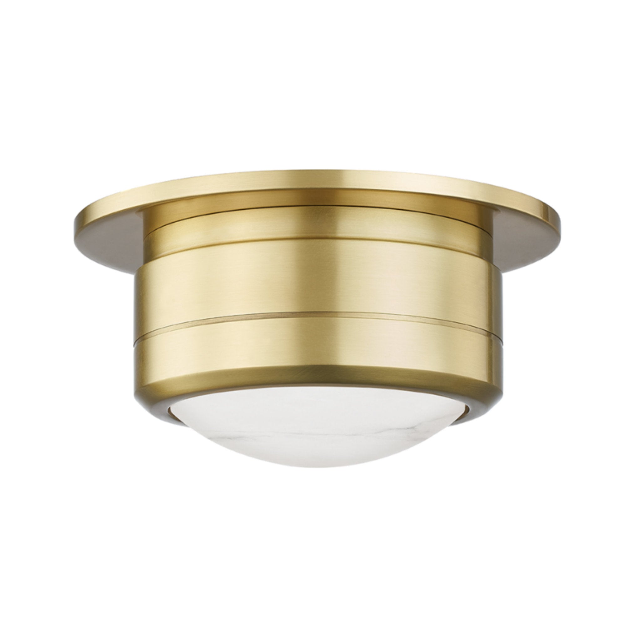 Greenport 1-Light Flush Mount in Aged Brass 7L x 7W x 3.5H