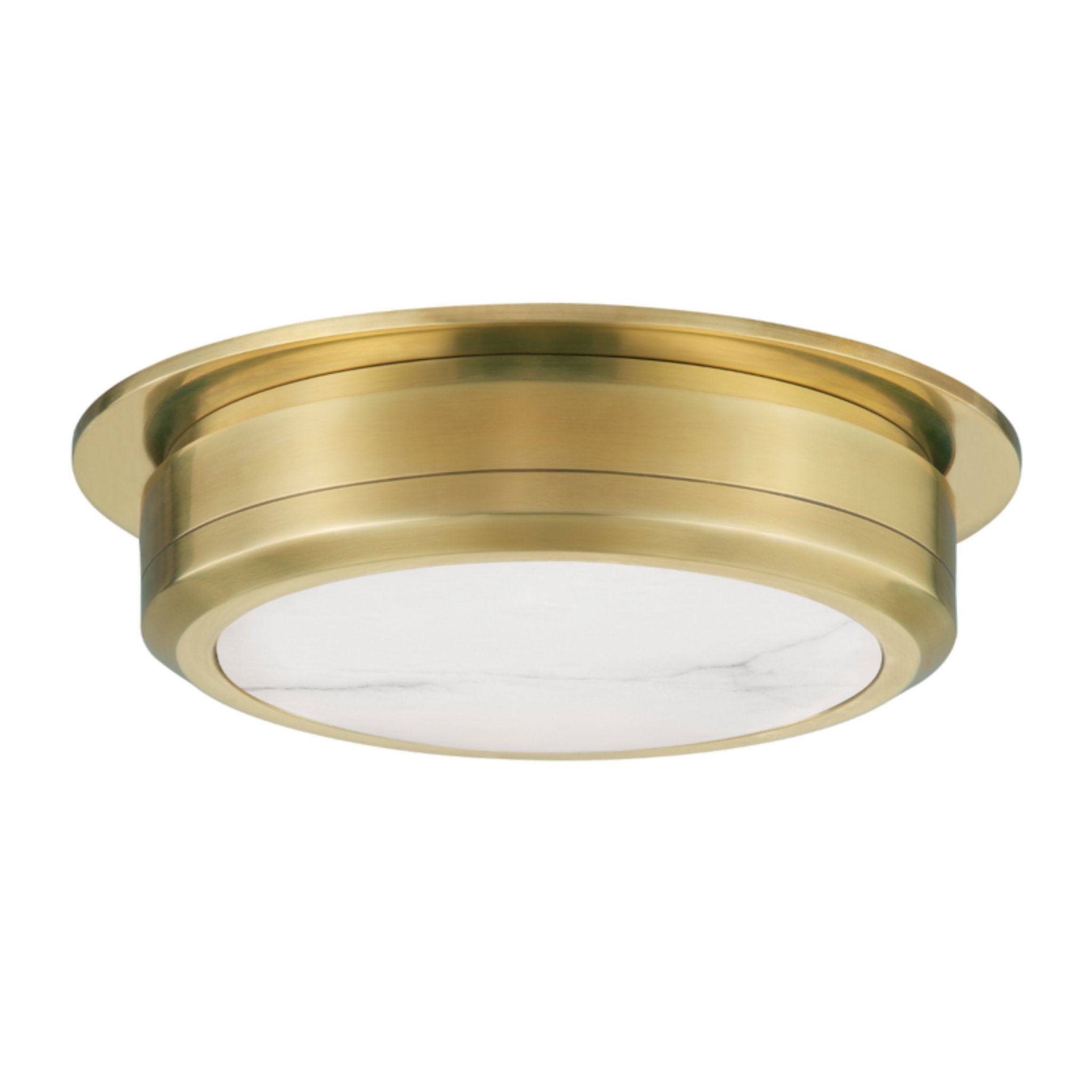 Greenport 1-Light Flush Mount in Aged Brass 14L x 14W x 4H