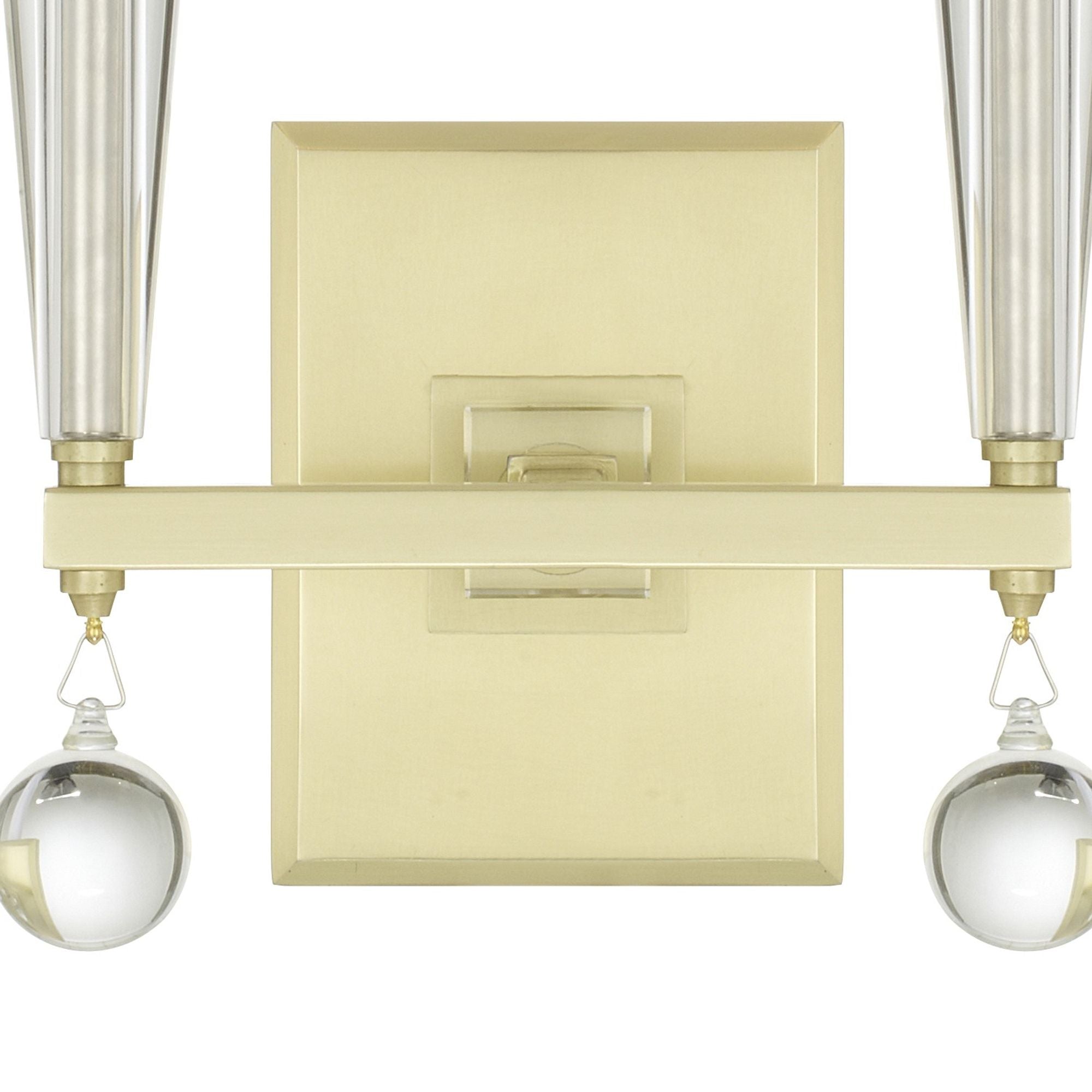 Paxton 2 Light Aged Brass Sconce Clear Glass Drops Silk Shade 11.5"W x 18.5"H x 8"D