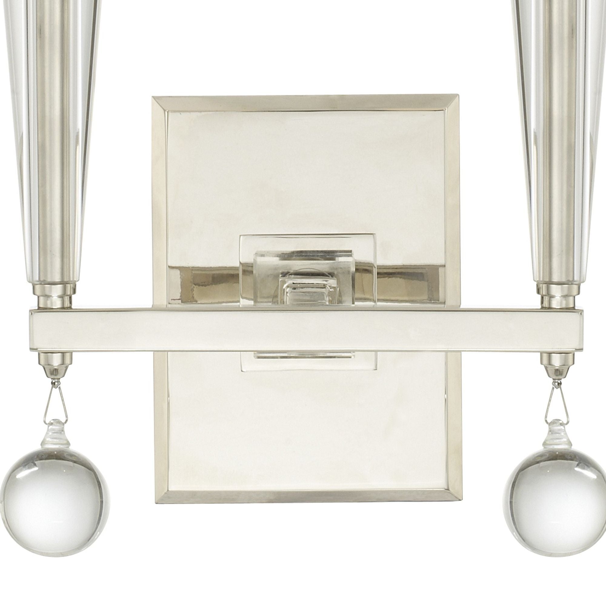 Paxton 2 Light Polished Nickel Sconce Clear Glass Drops Silk Shade 11.5"W x 18.5"H x 8"D