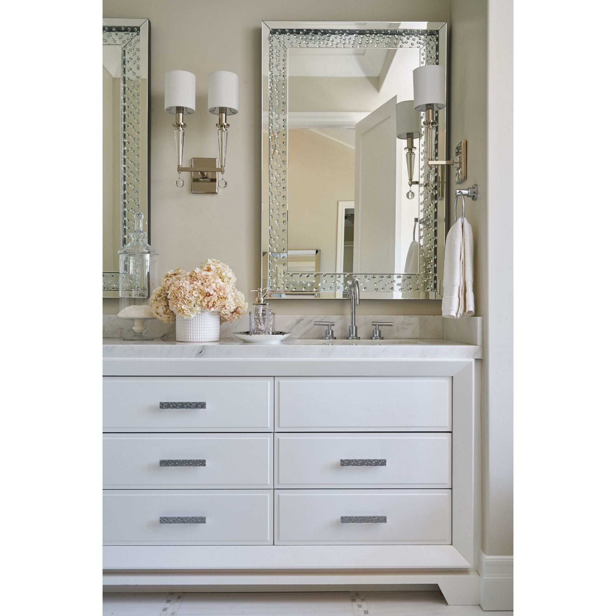 Paxton 2 Light Polished Nickel Sconce Clear Glass Drops Silk Shade 11.5"W x 18.5"H x 8"D